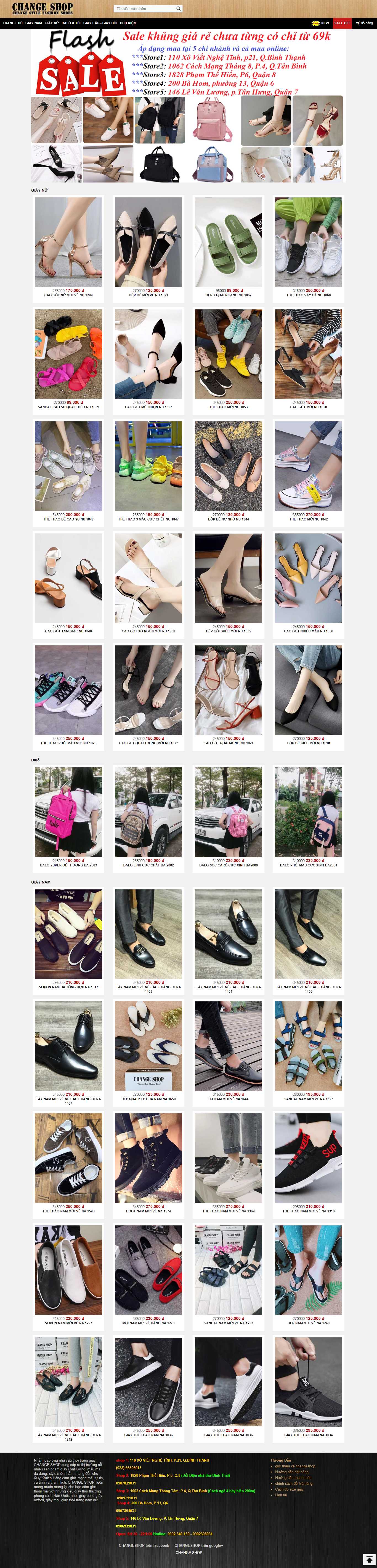 Thiết kế Web bán giày thể thao changeshop.vn
