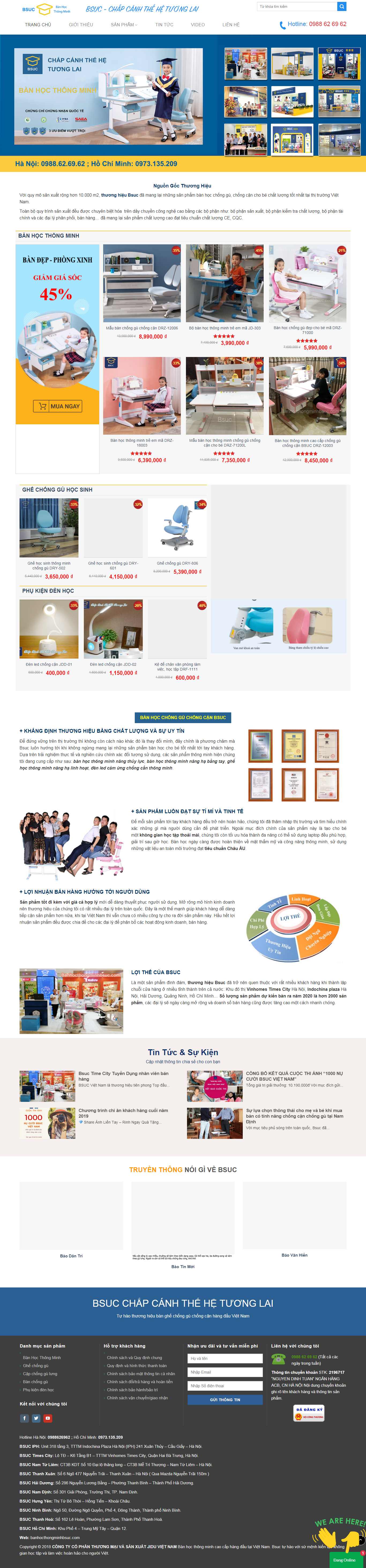 Thiết kế Web bàn học cho bé banhocthongminhbsuc.com