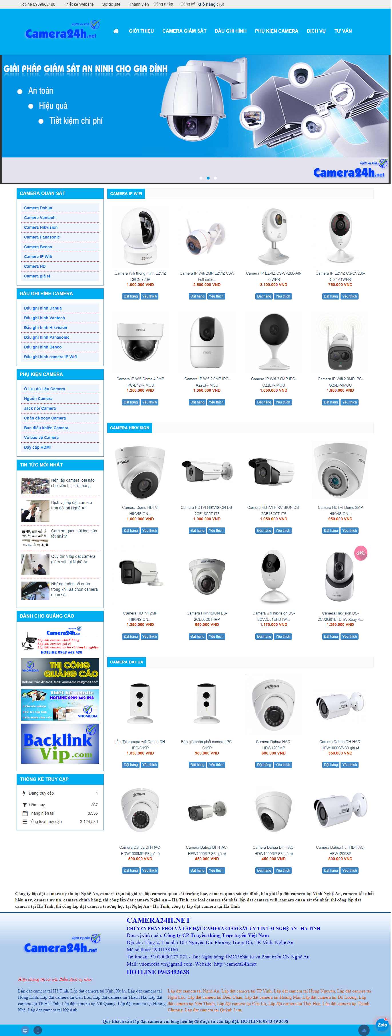 Thiết kế Web bán camera giám sát camera24h.net