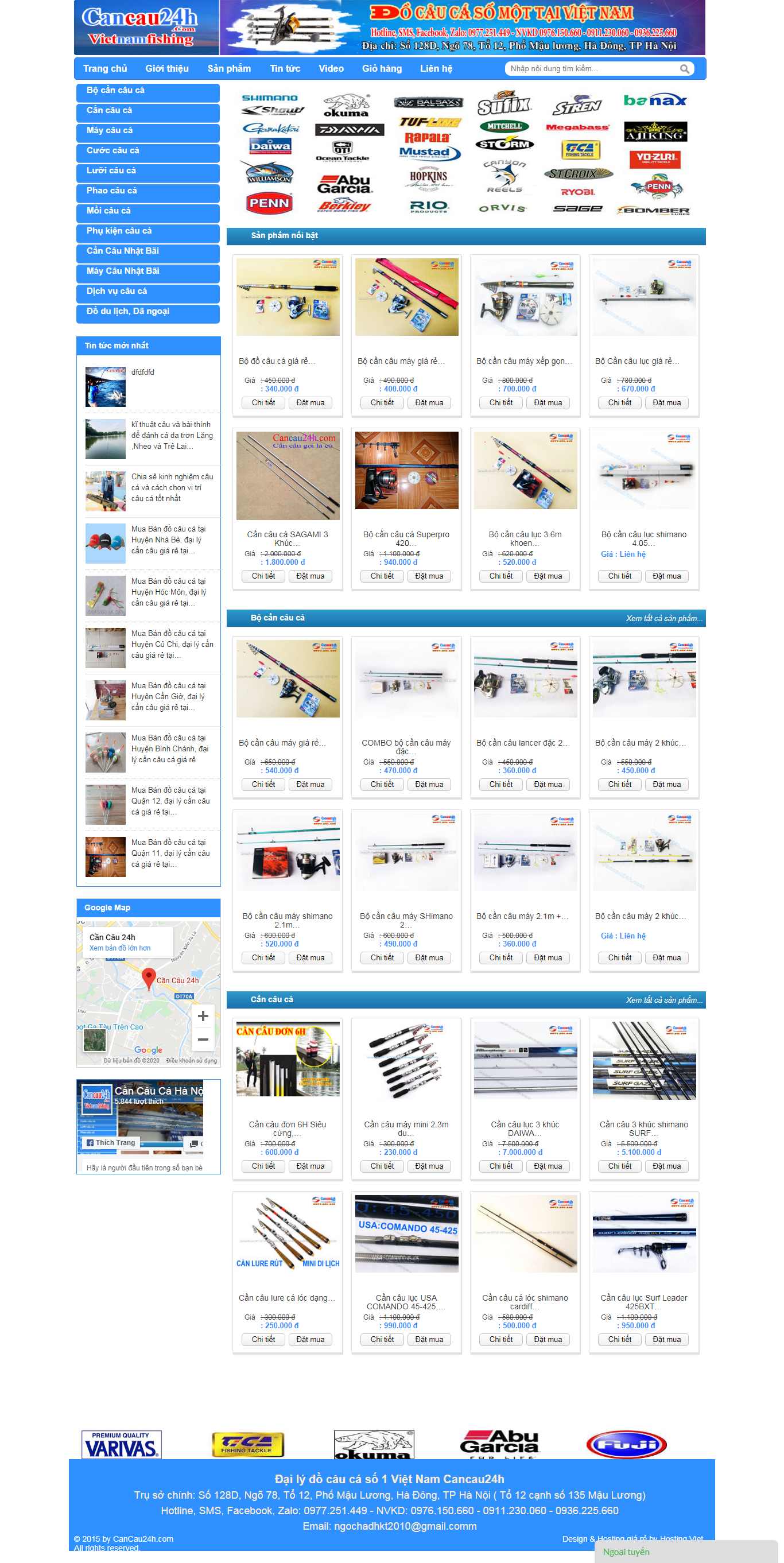 Thiết kế Web bán đồ câu cá cancau24h.com