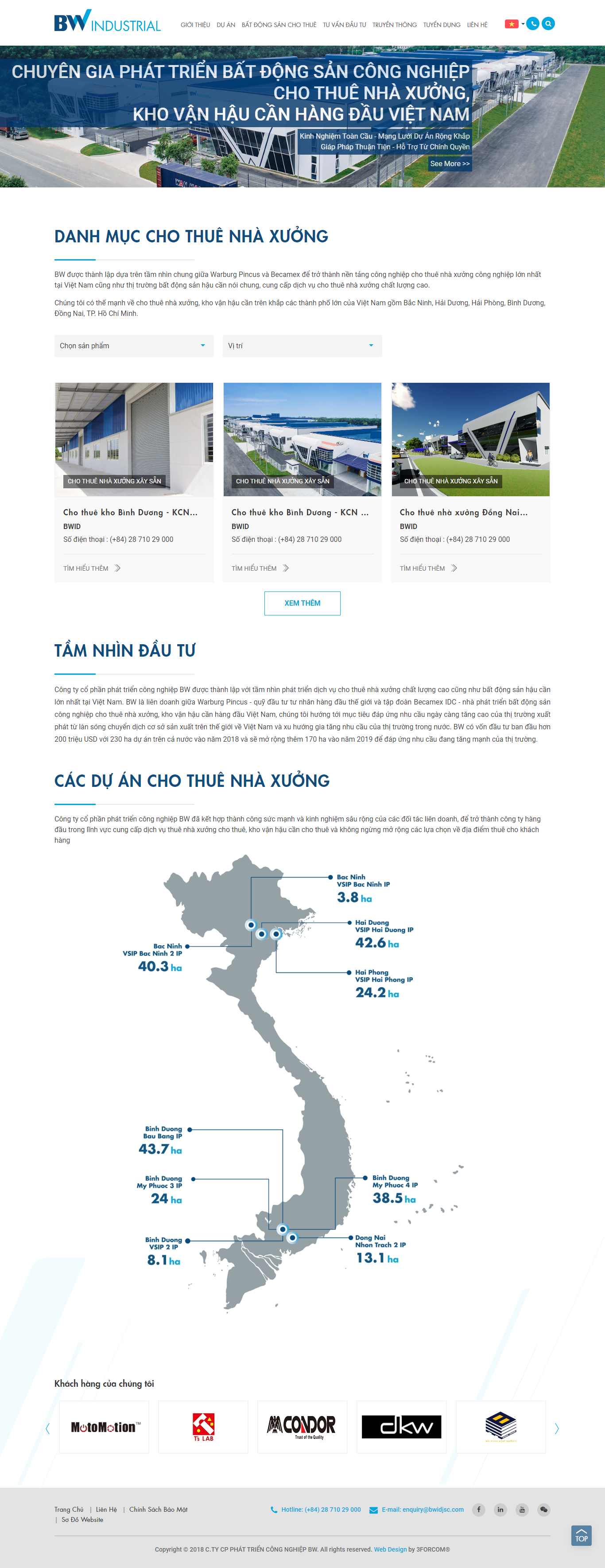 Thiết kế Web cho thuê nhà xưởng, kho bãi bwidjsc.com