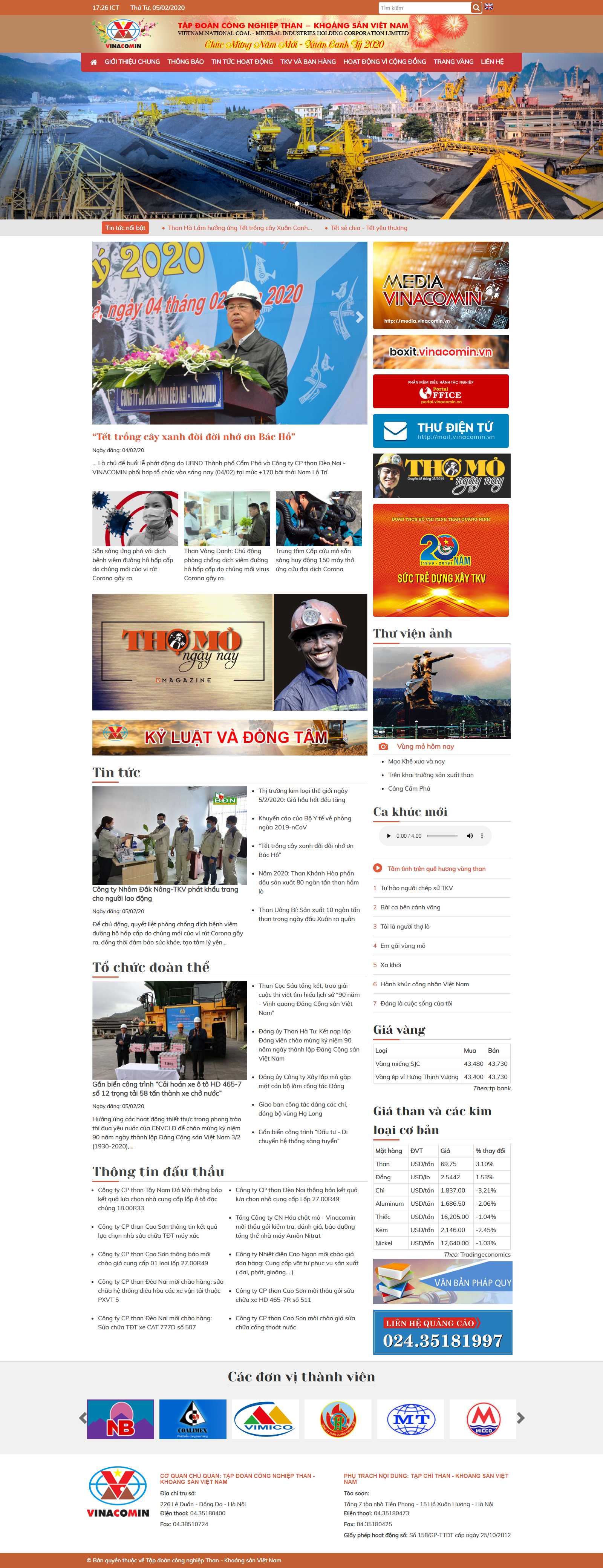 Thiết kế Web cho tập đoàn vinacomin.vn