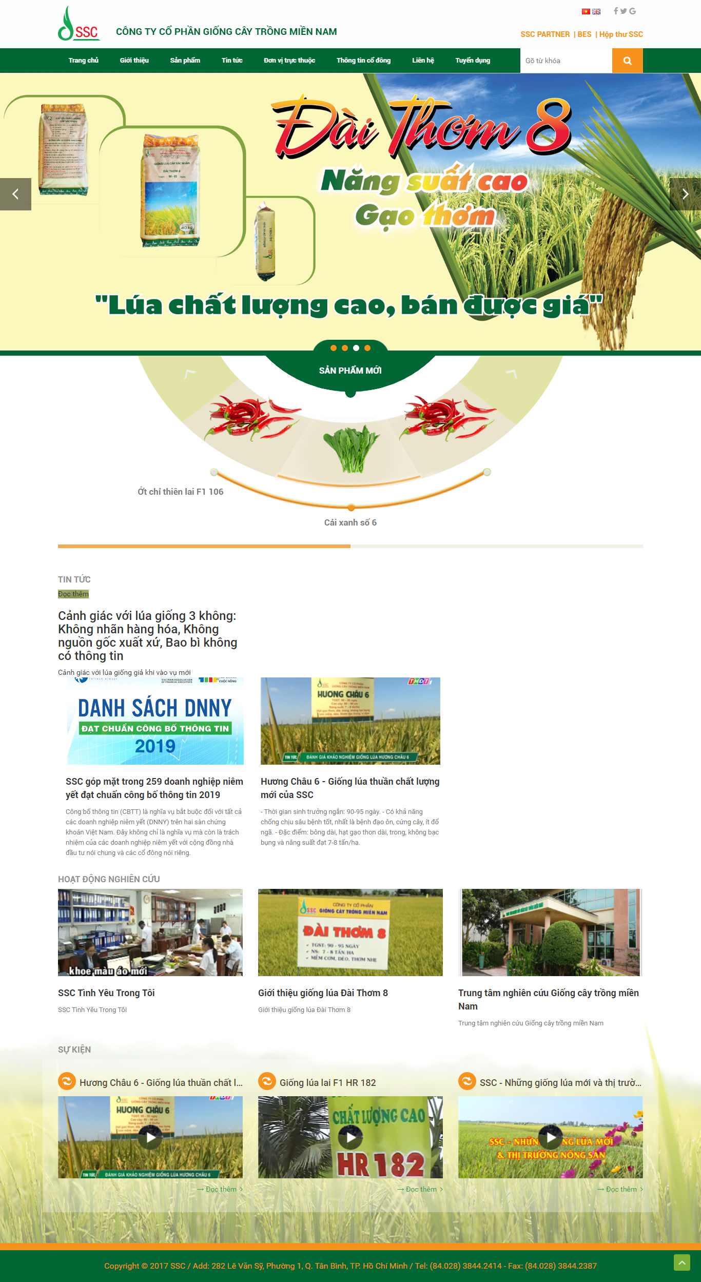 Thiết kế Web giống cây trồng ssc.com.vn