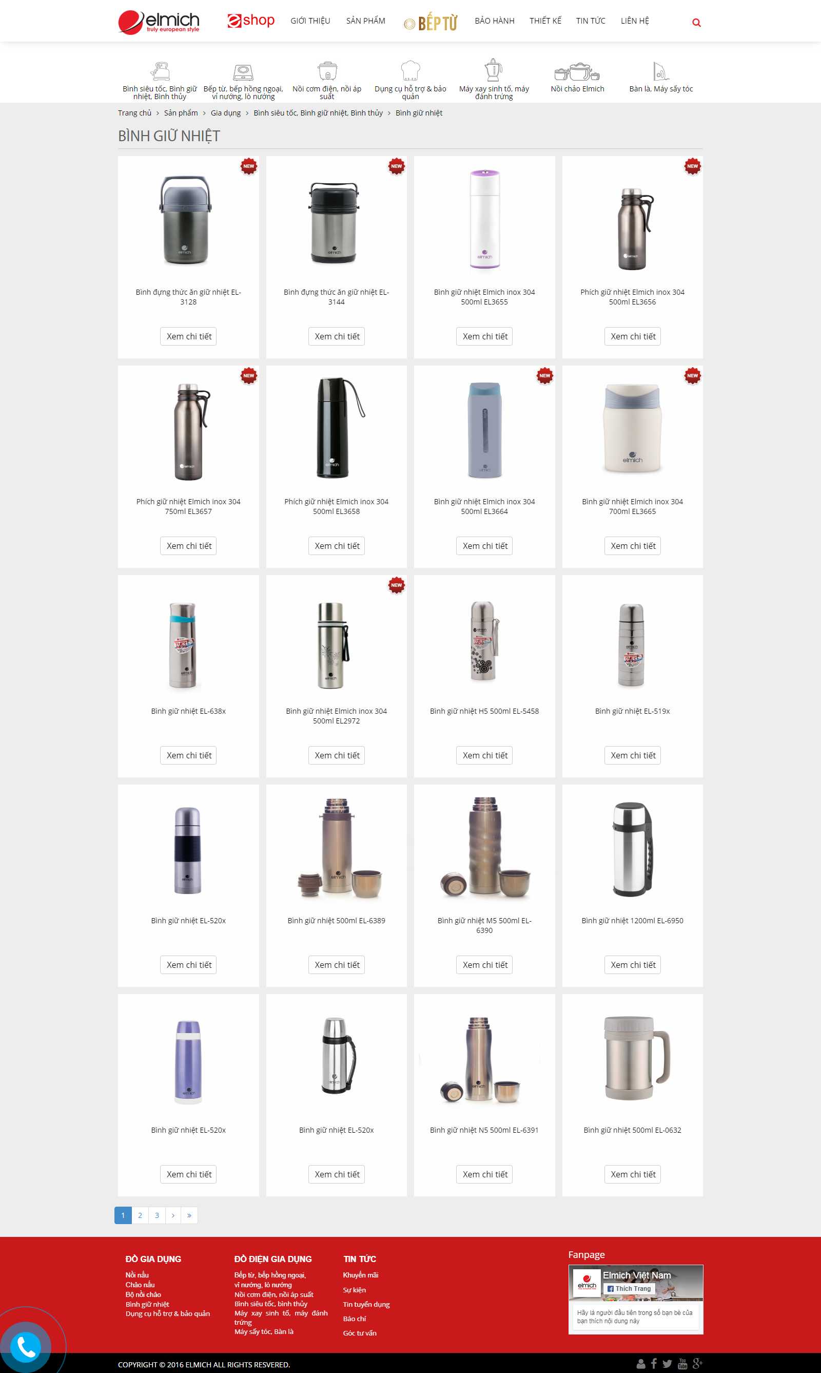 Thiết kế Web bán bình giữ nhiệt elmich.vn
