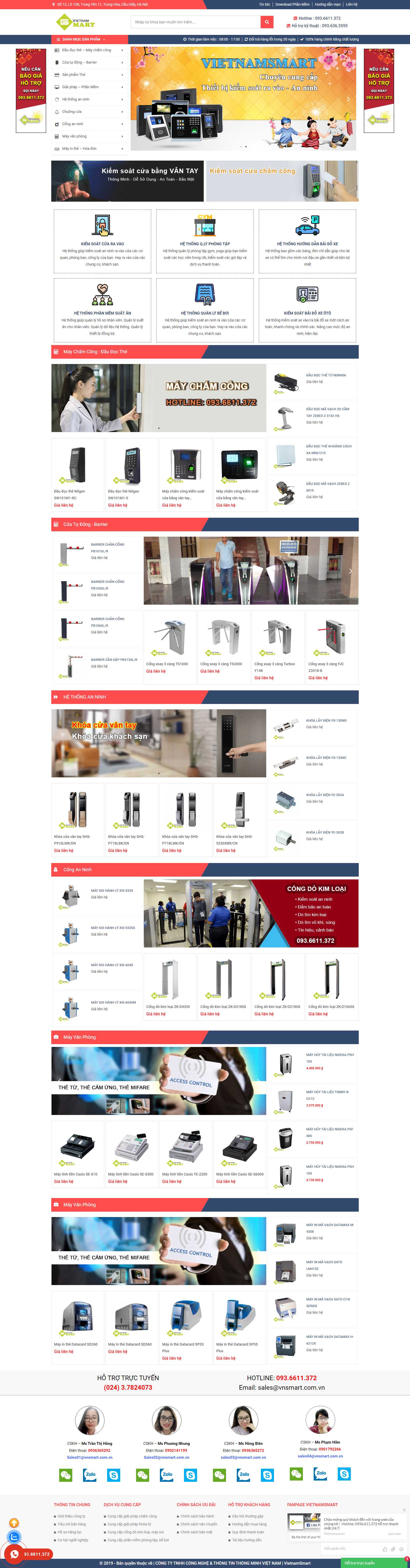 Thiết kế Web máy chấm công vietnamsmart.com.vn