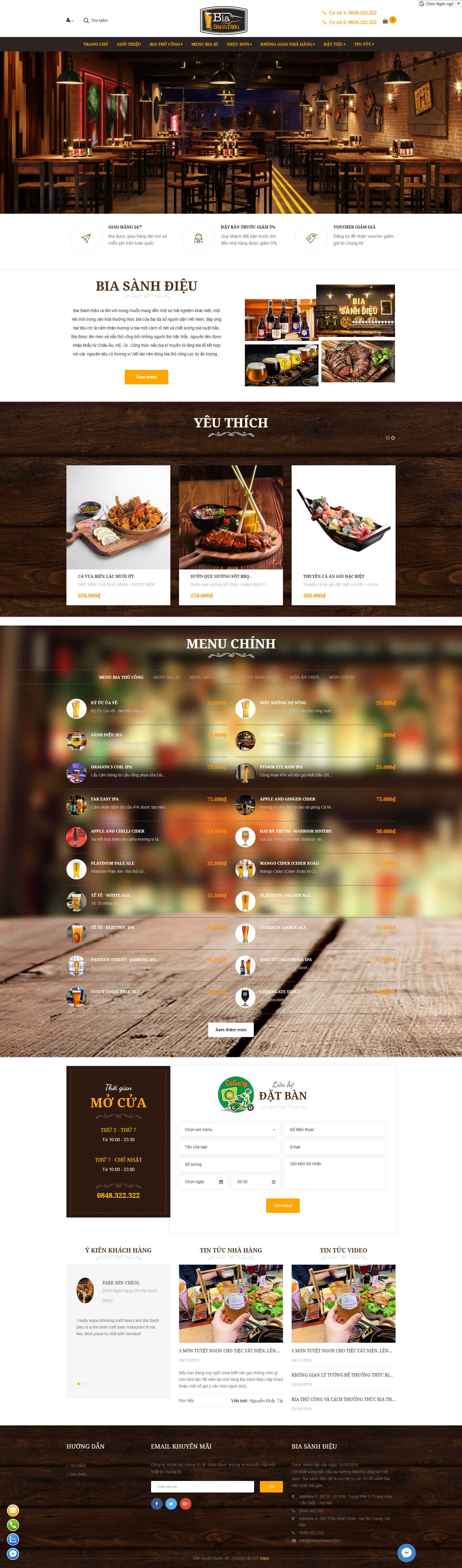 Thiết kế Web quán bia biahoihanoi183.vn