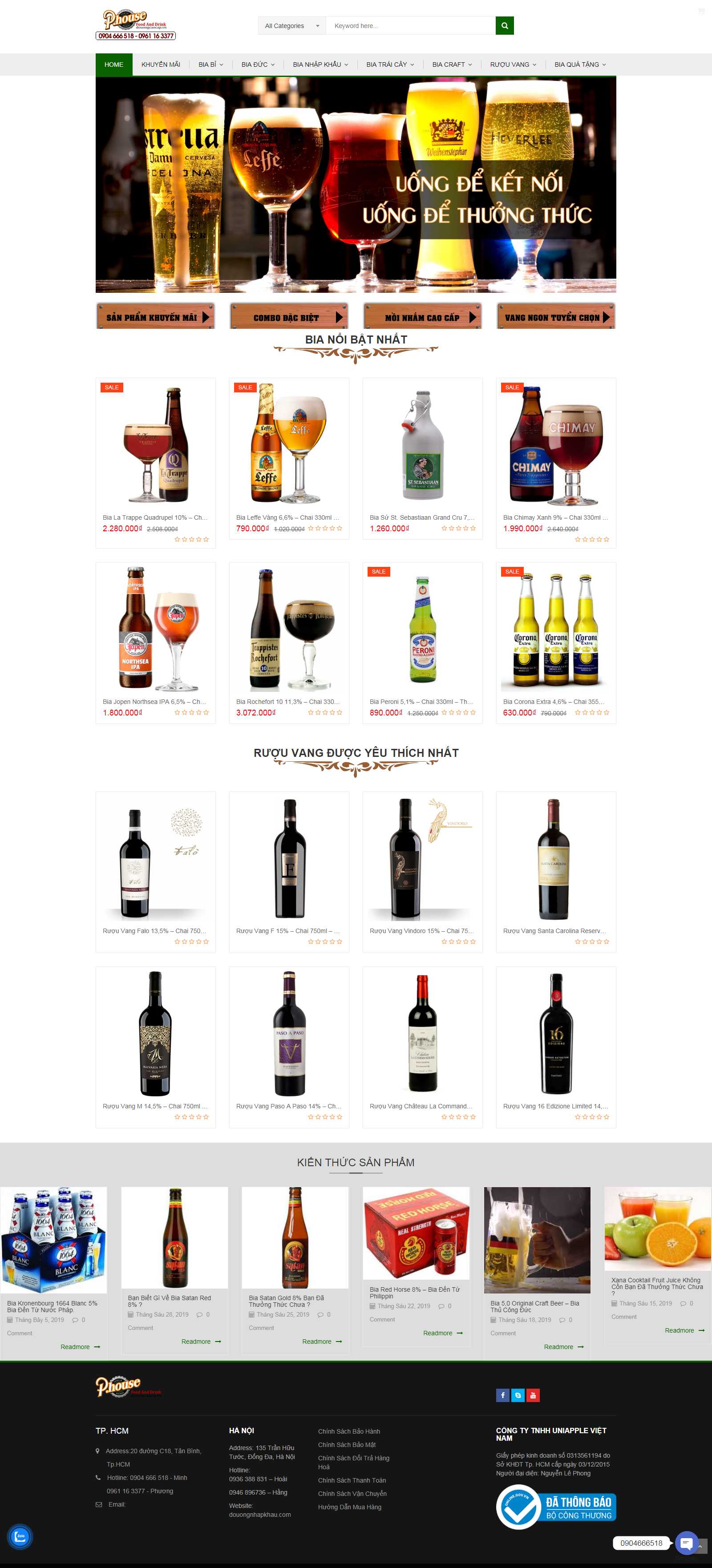 Thiết kế Web quán bia douongcaocap.vn