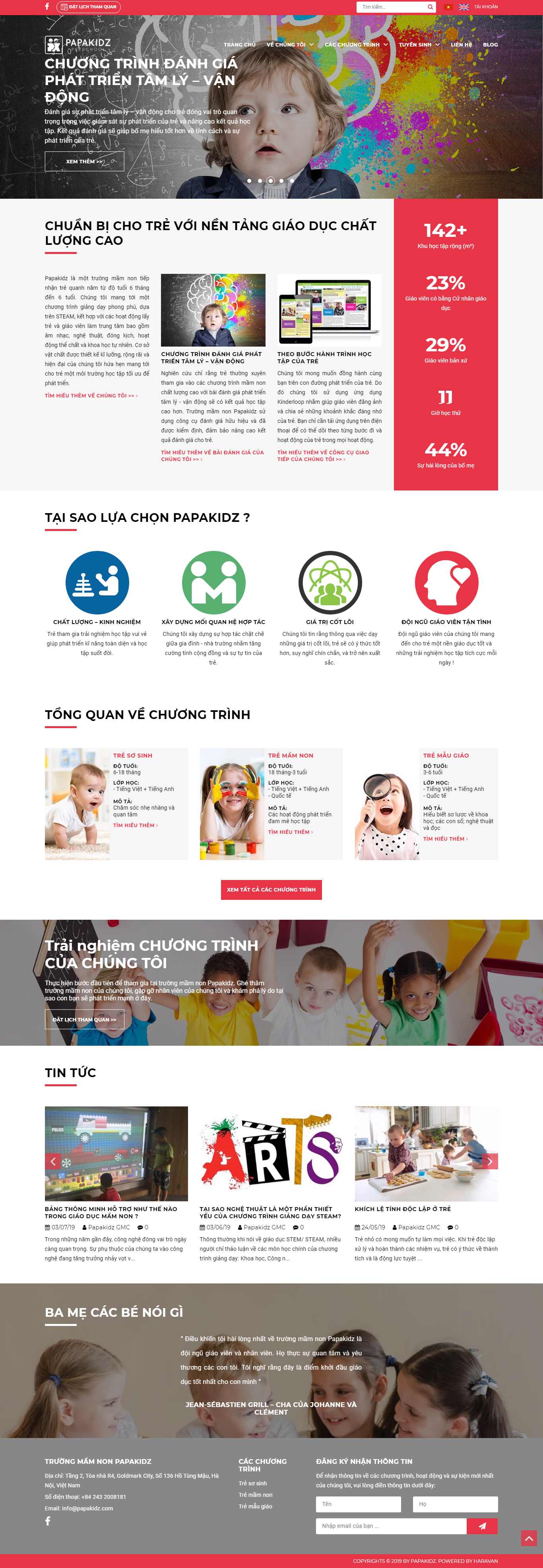 Thiết kế Web giáo dục Đào tạo trường học papakidz.com