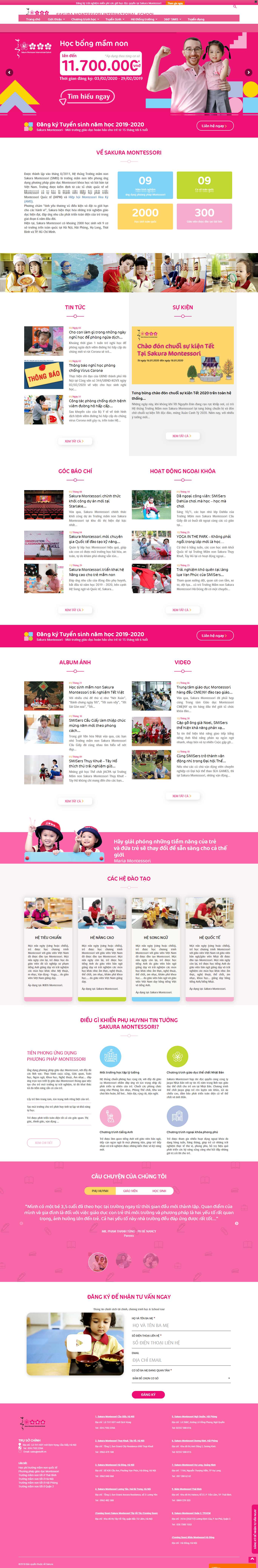 Thiết kế Web giáo dục Đào tạo trường học sakuramontessori.edu.vn