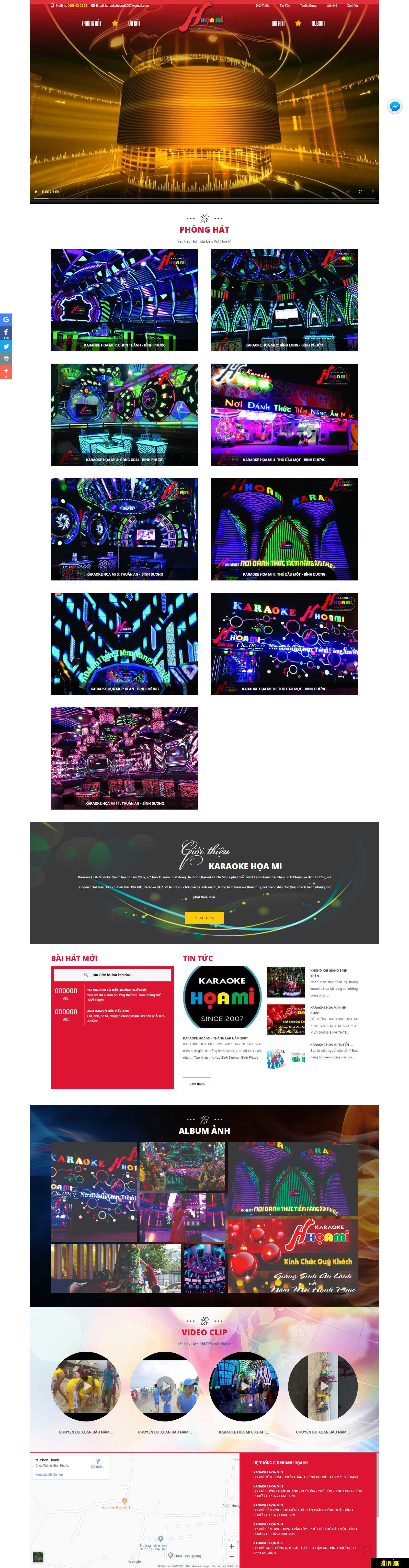 Thiết kế Web quán karaoke karaokehoami.vn