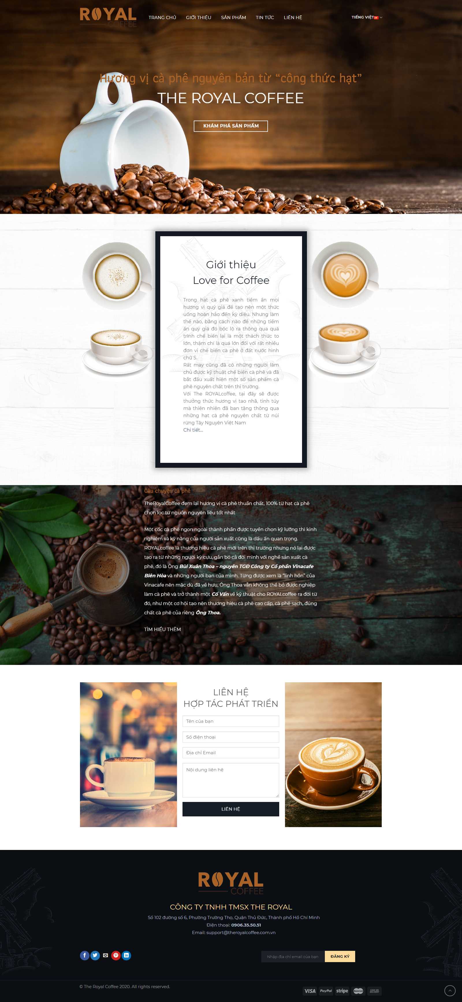 Thiết kế Web quán cafe theroyalcoffee.com.vn