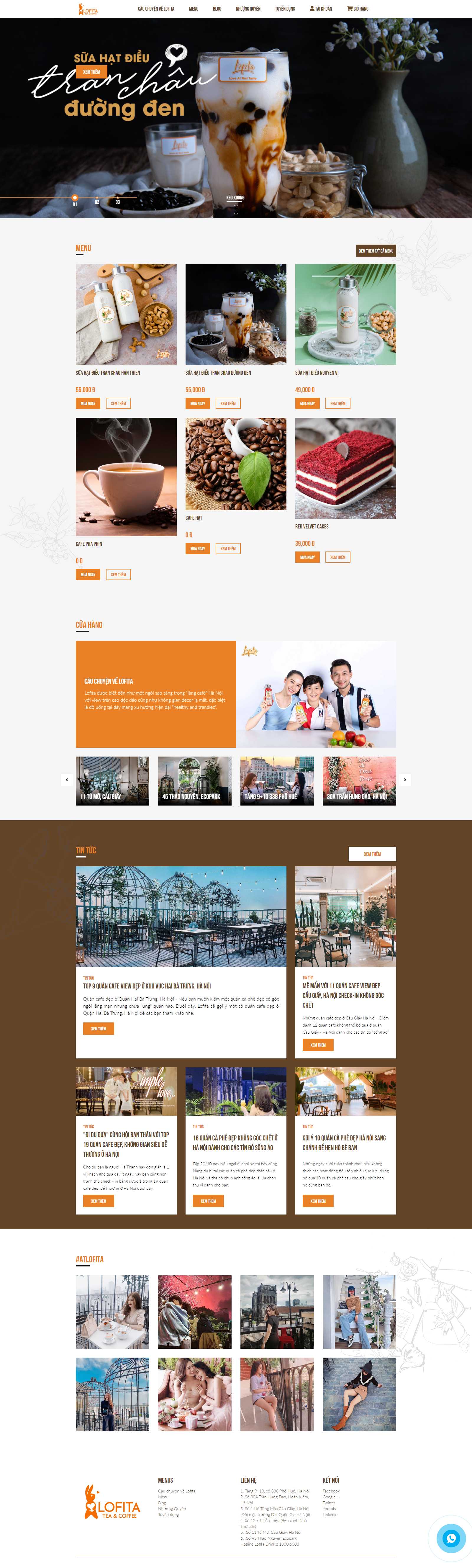 Thiết kế Web quán cafe lofita.vn