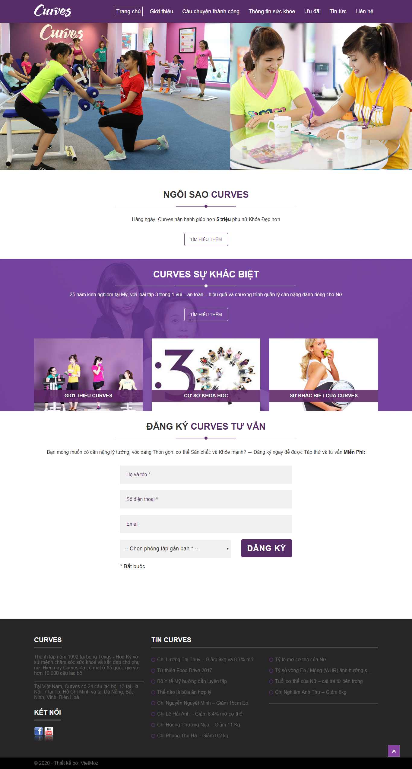 Thiết kế Web phòng tập fitness curveshanoi.com.vn