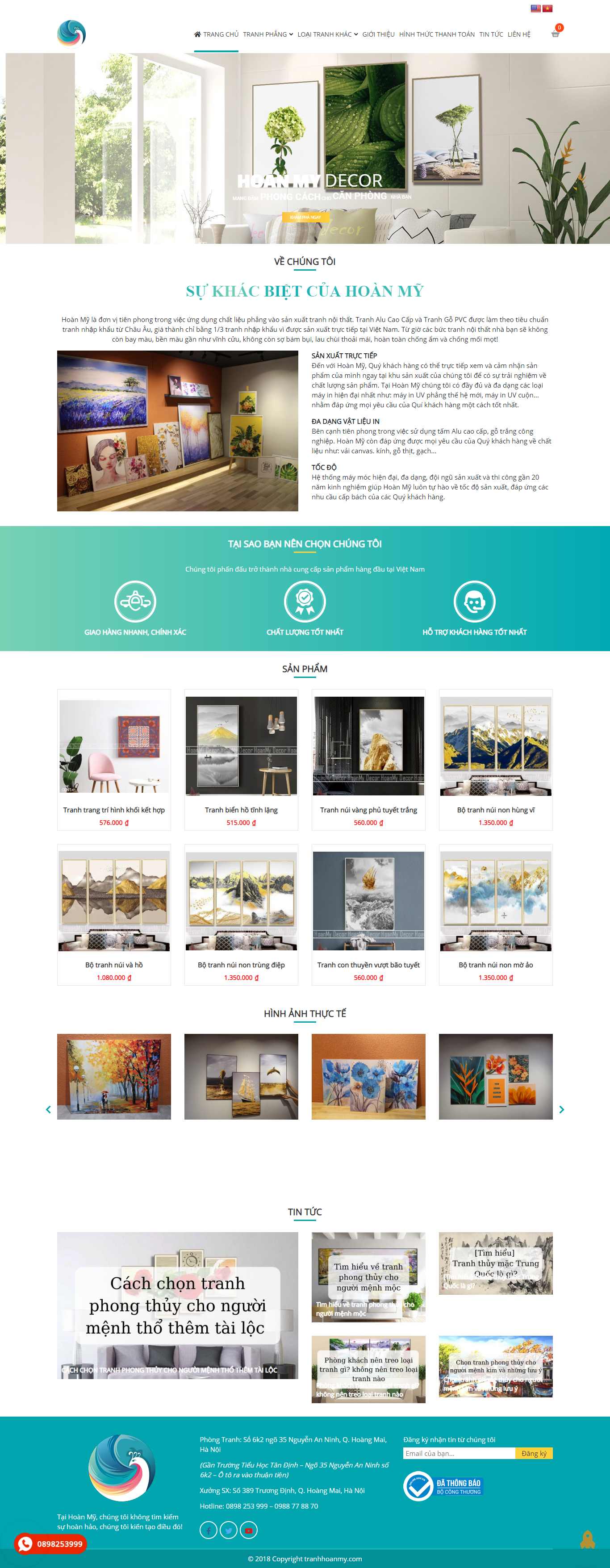 Thiết kế Web bán khung tranh ảnh tranhhoanmy.com