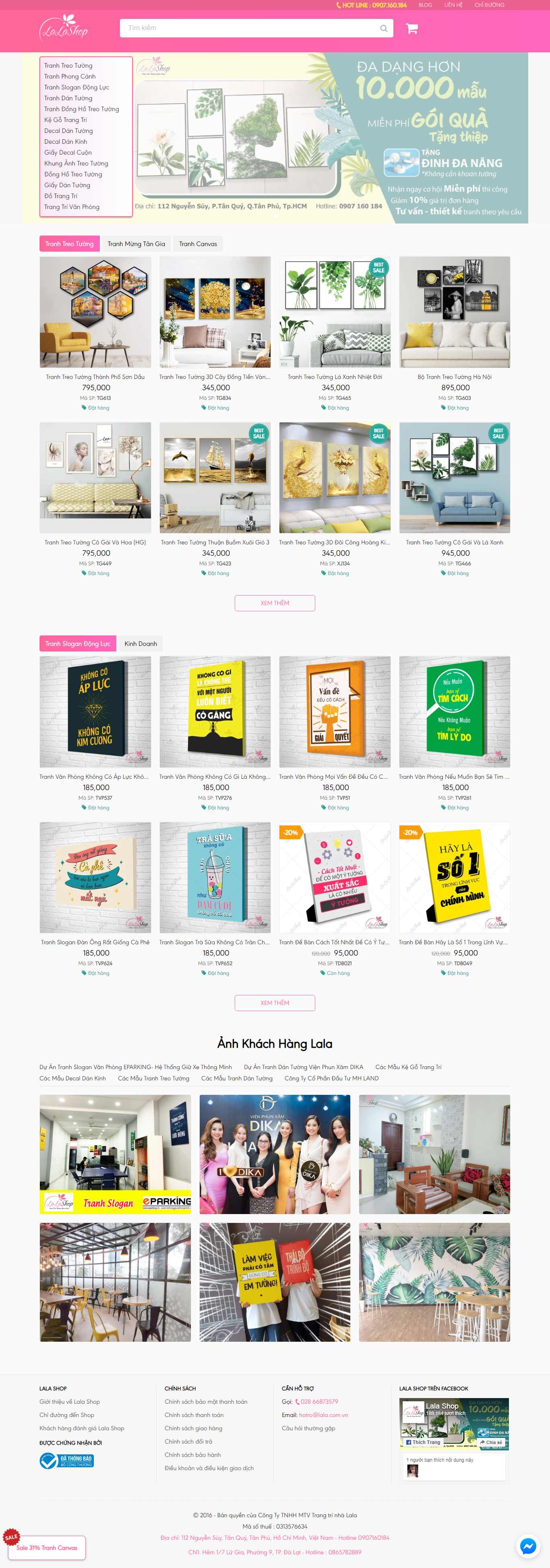 Thiết kế Web bán khung tranh ảnh lala.com.vn