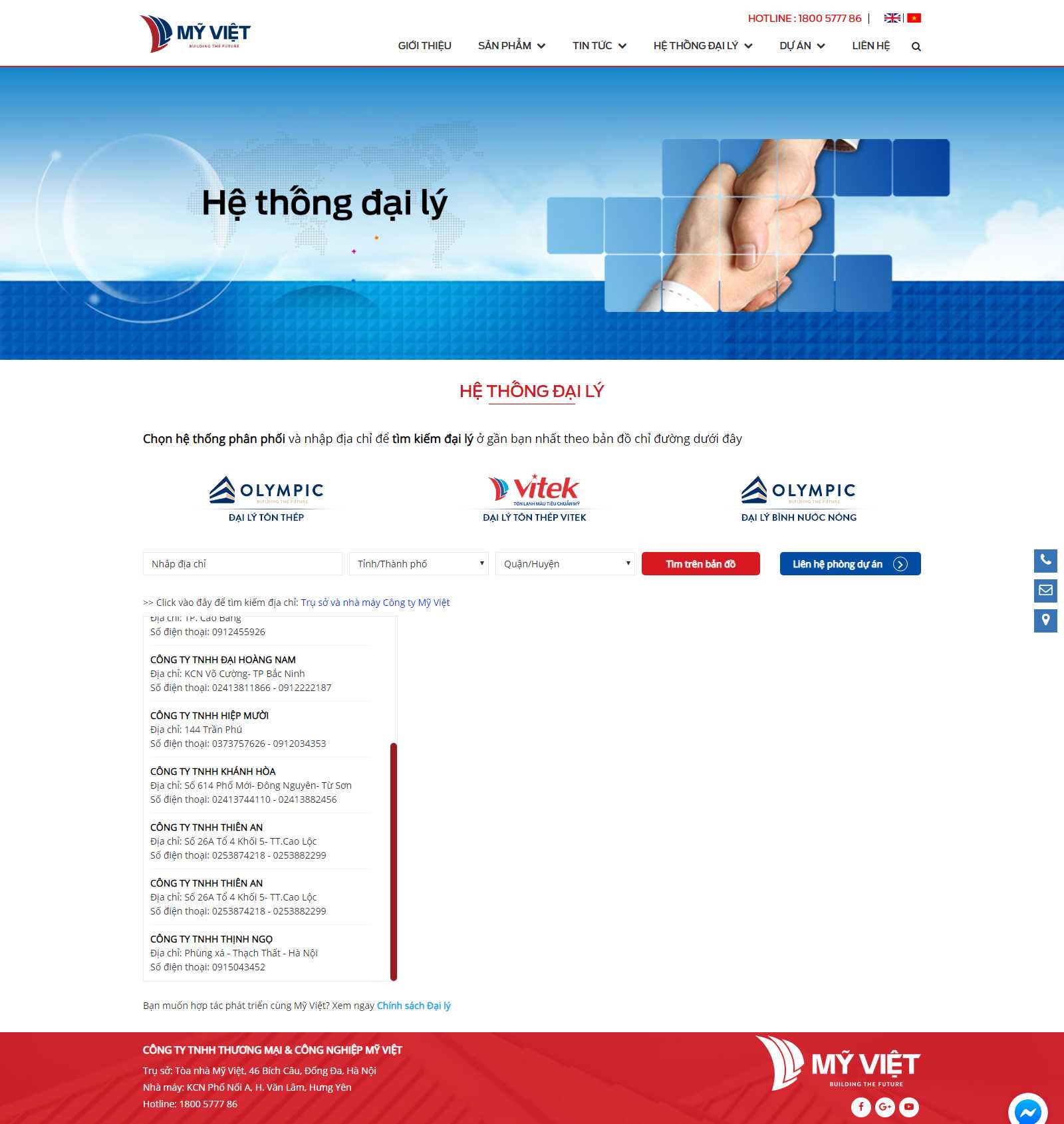 Thiết kế Web hệ thống đại lý myvietgroup.vn