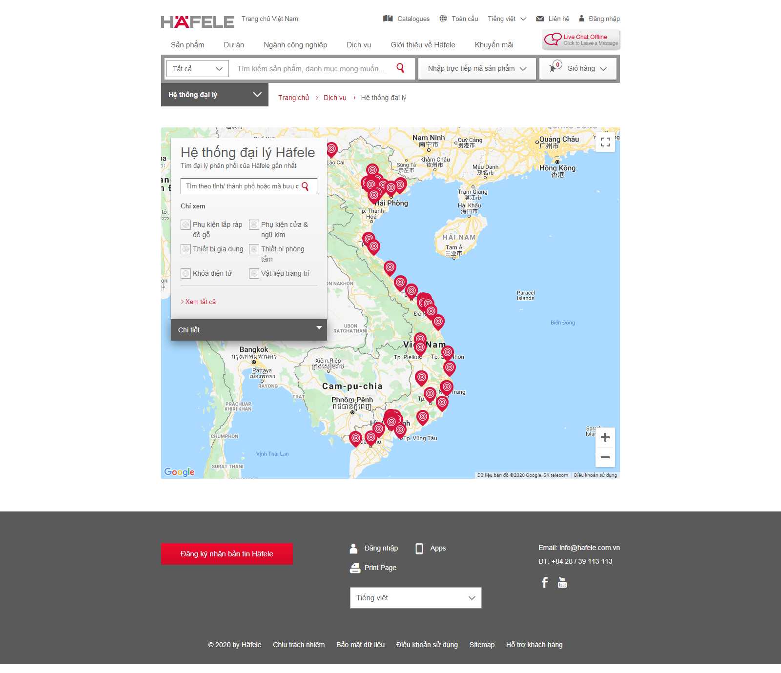 Thiết kế Web hệ thống đại lý hafele.com.vn