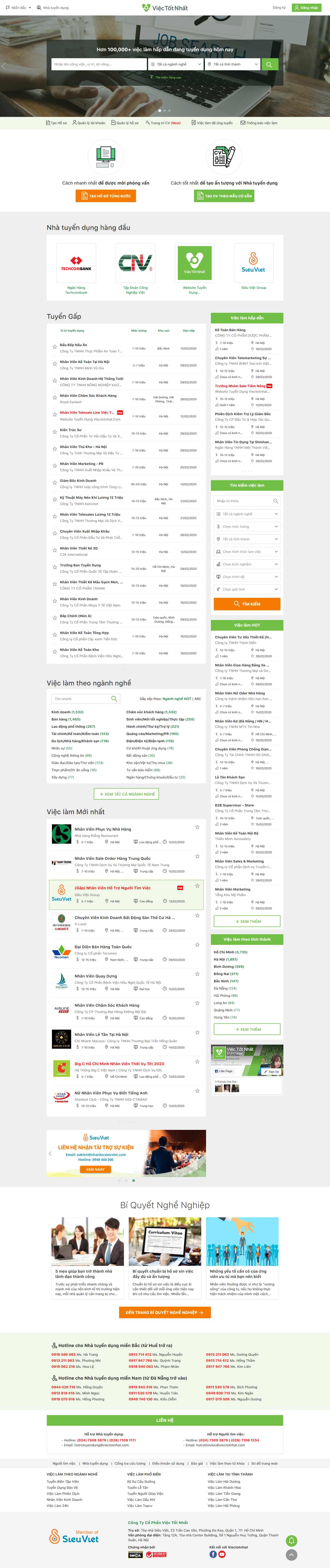 Thiết kế Web tuyển dụng  việc làm viectotnhat.com