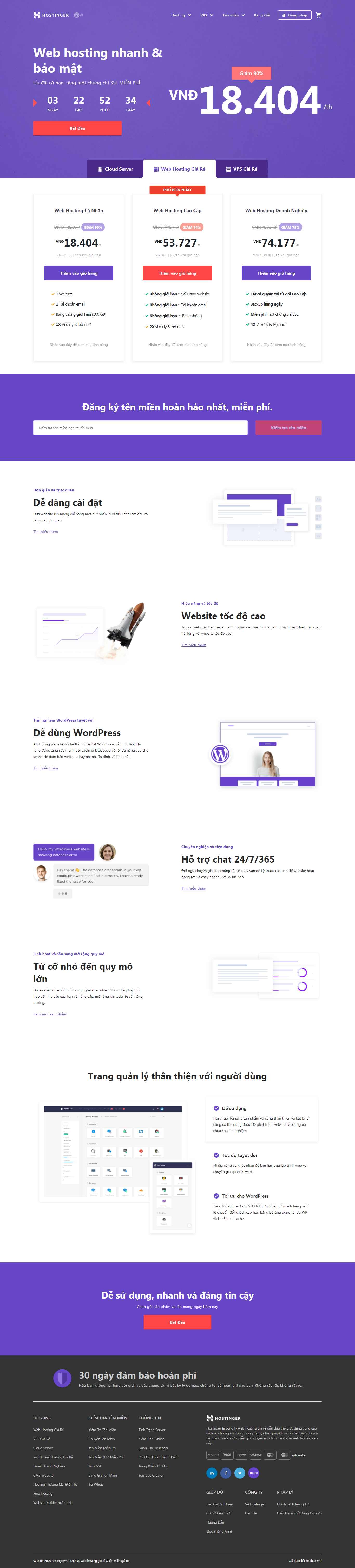 Thiết kế Web bán tên miền hostinger.vn