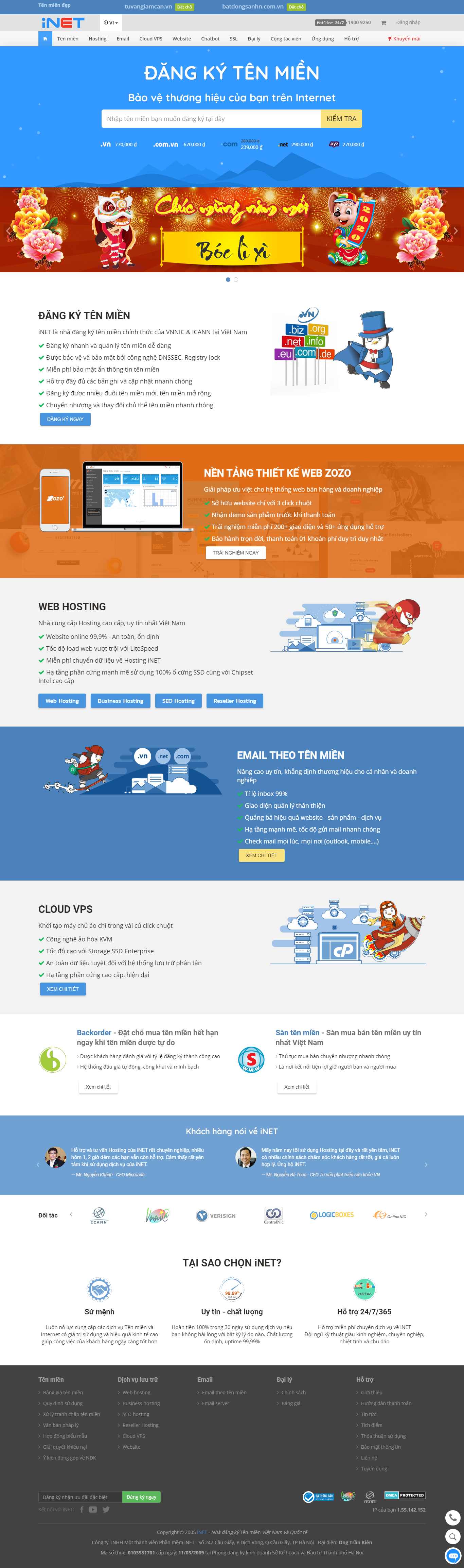 Thiết kế Web bán tên miền inet.vn