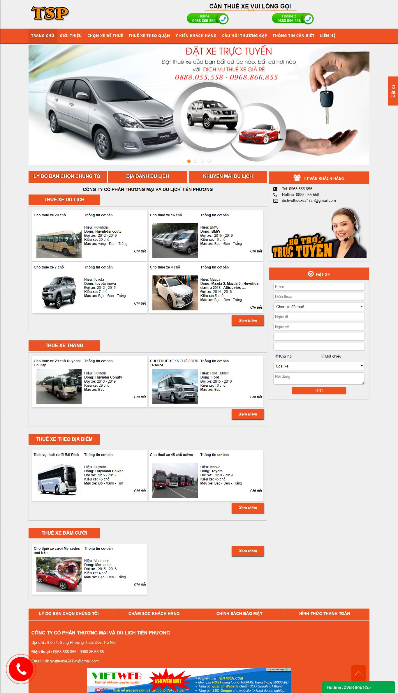 Thiết kế Web mới dichvuthuexe247.com