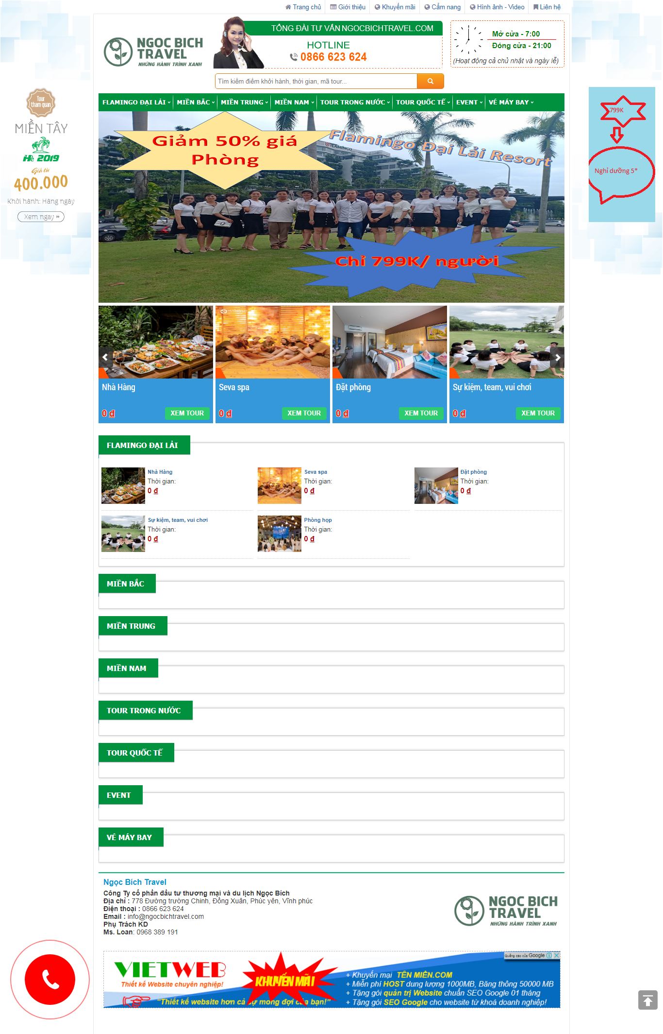 Thiết kế Web mới ngocbichtravel.com