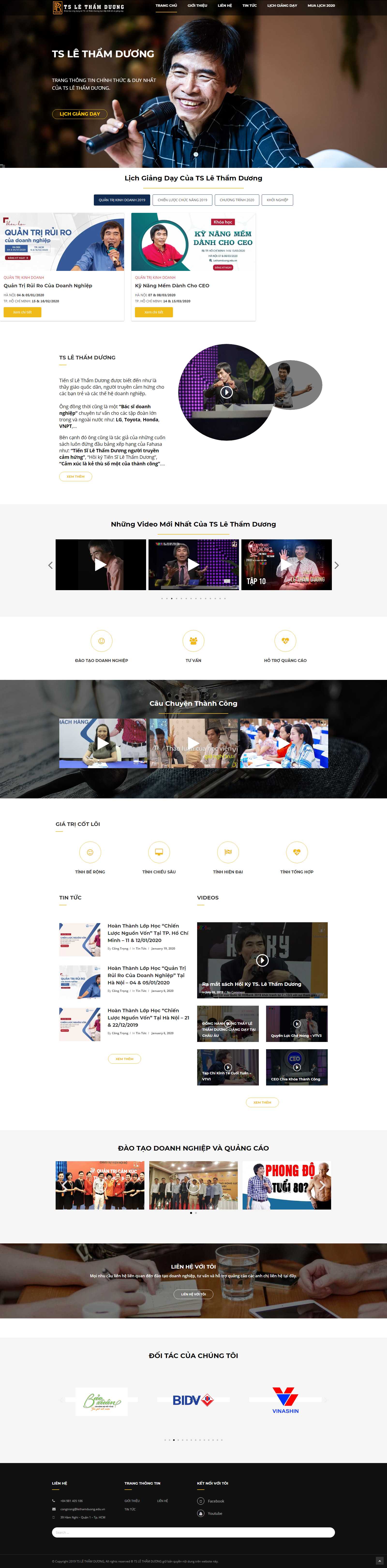 Thiết kế Web nghệ sỹ ca sĩ cá nhân lethamduong.edu.vn