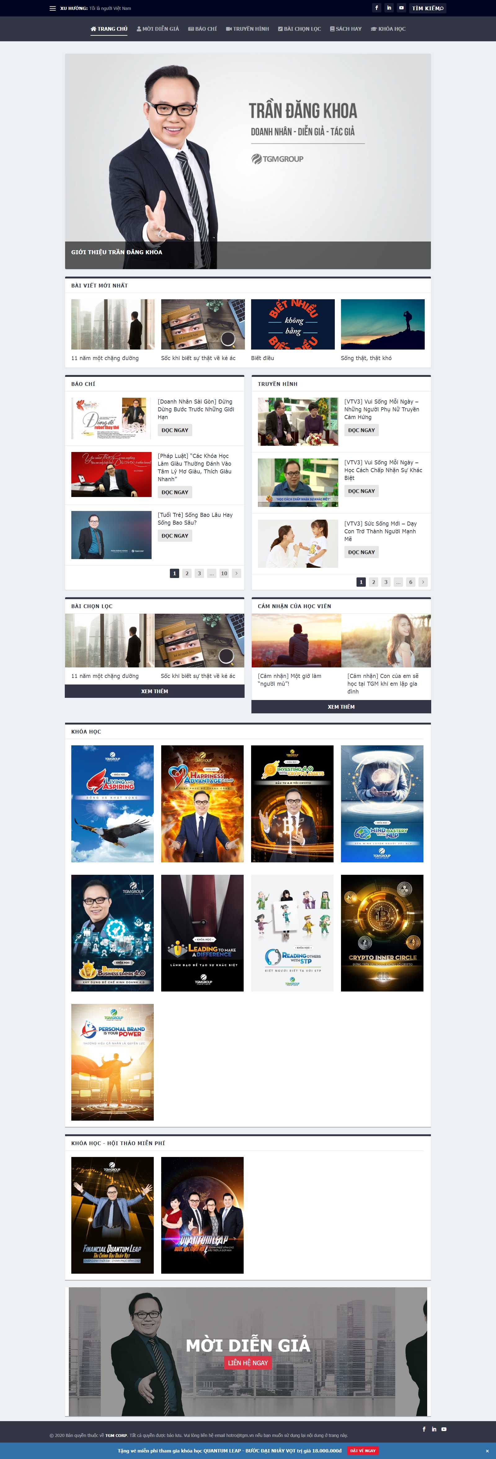 Thiết kế Web nghệ sỹ ca sĩ cá nhân trandangkhoa.vn