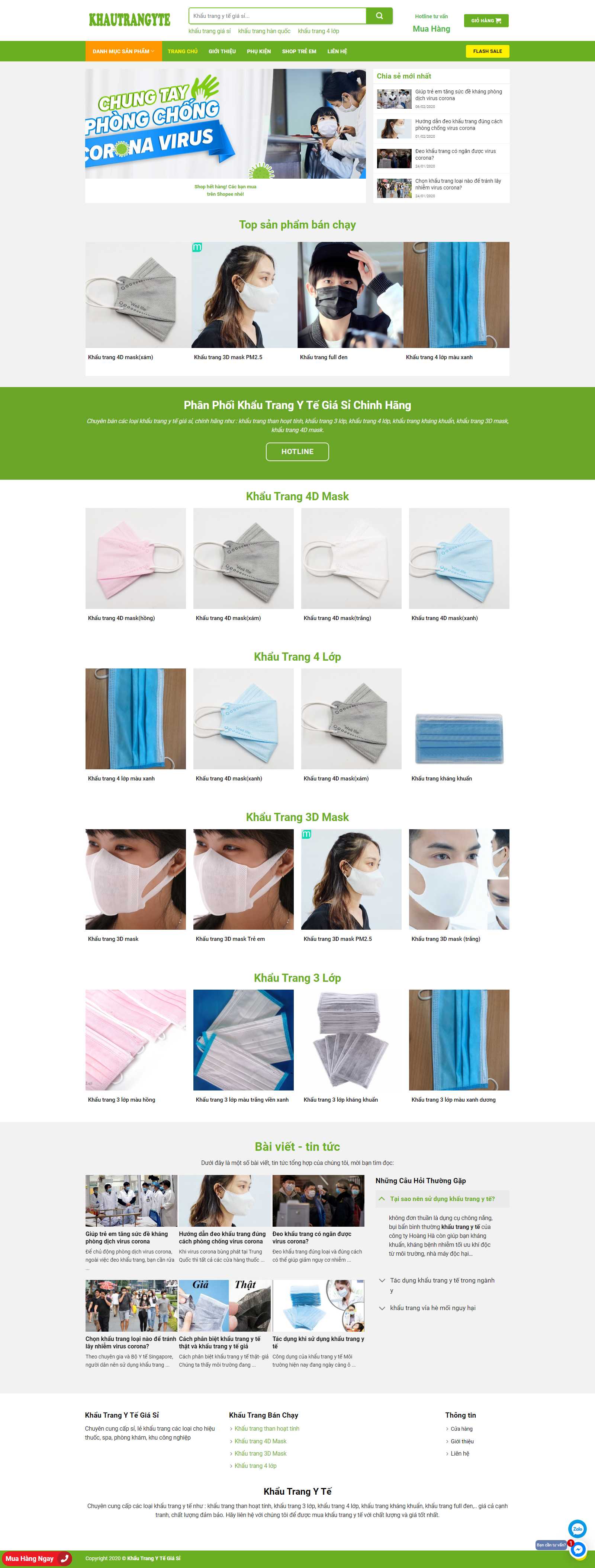 Thiết kế Web bán khẩu trang y tế khautrangyte.net