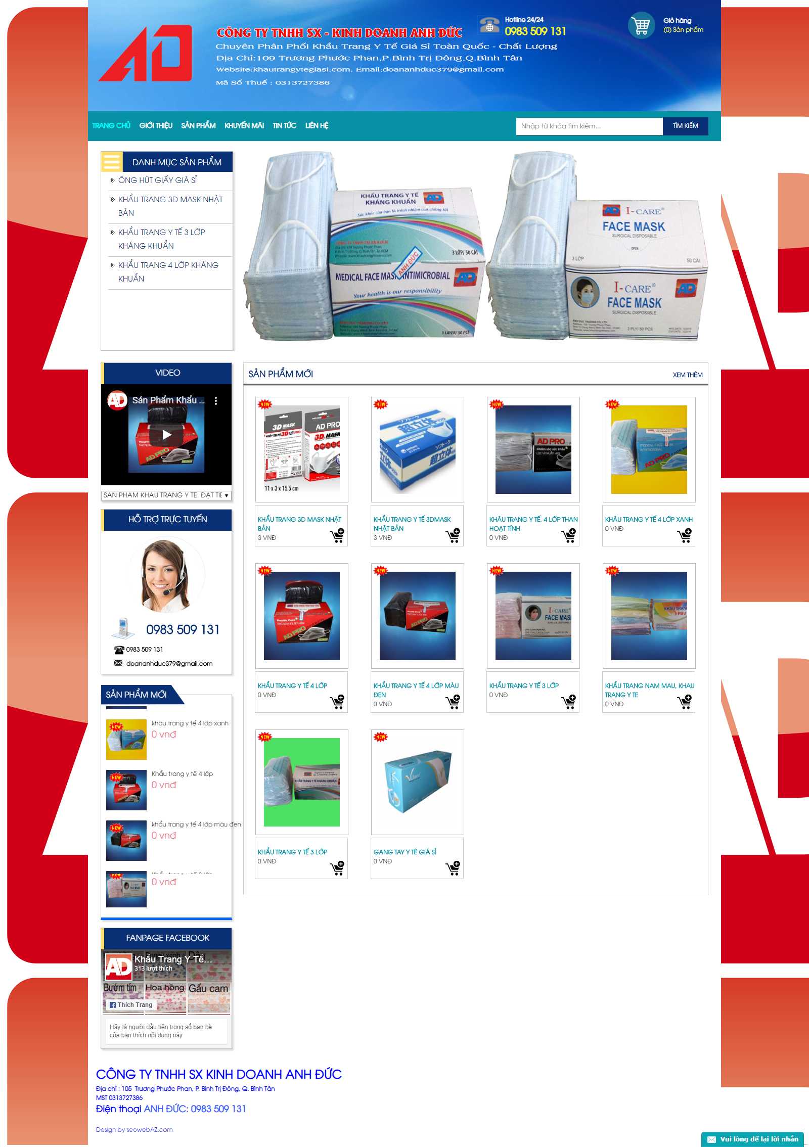 Thiết kế Web bán khẩu trang y tế khautrangytegiasi.com