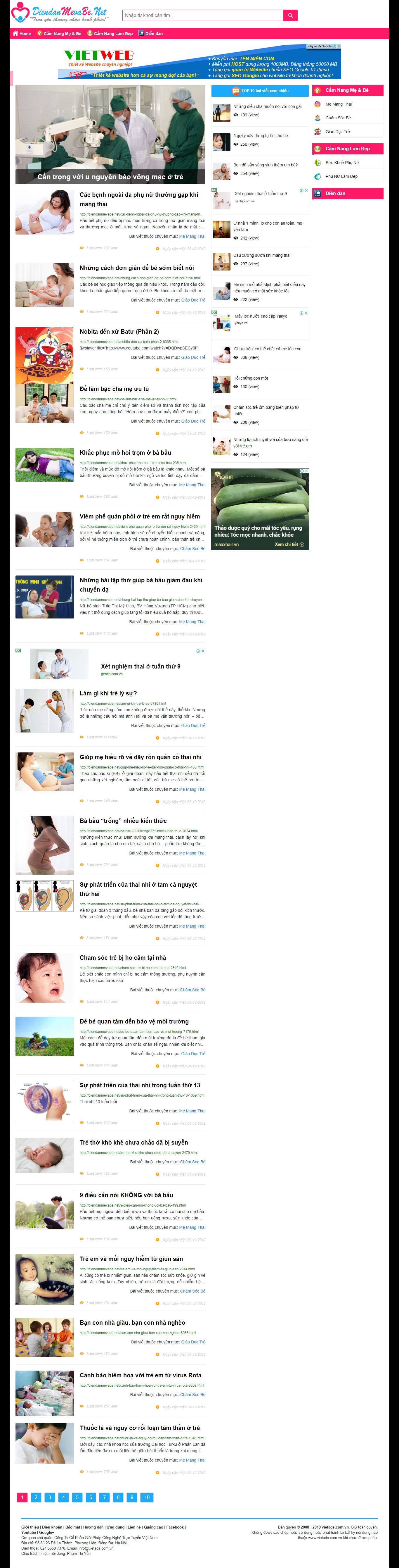 Thiết kế Web mới diendanmevabe.net