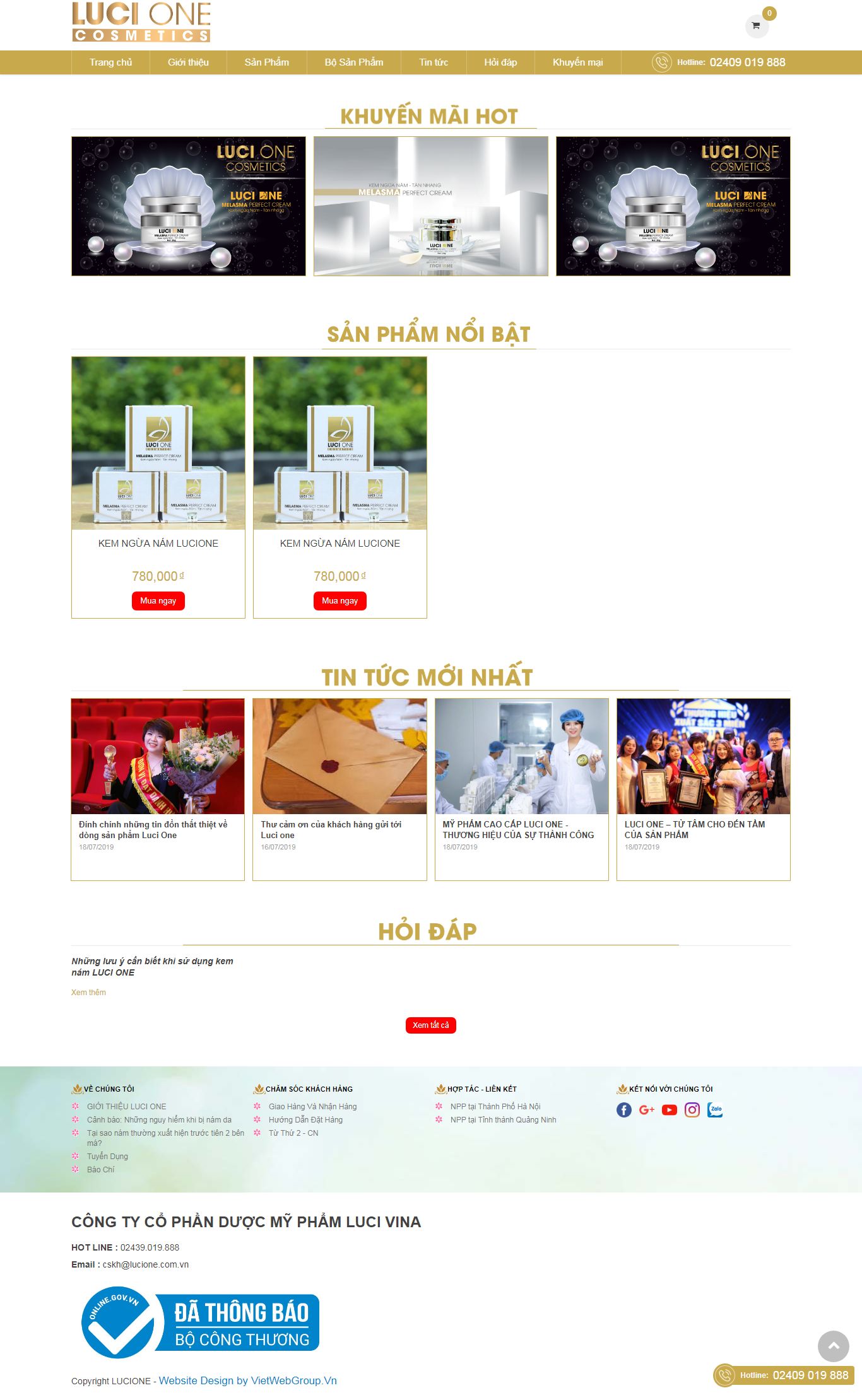 Thiết kế Web mới lucione.com.vn