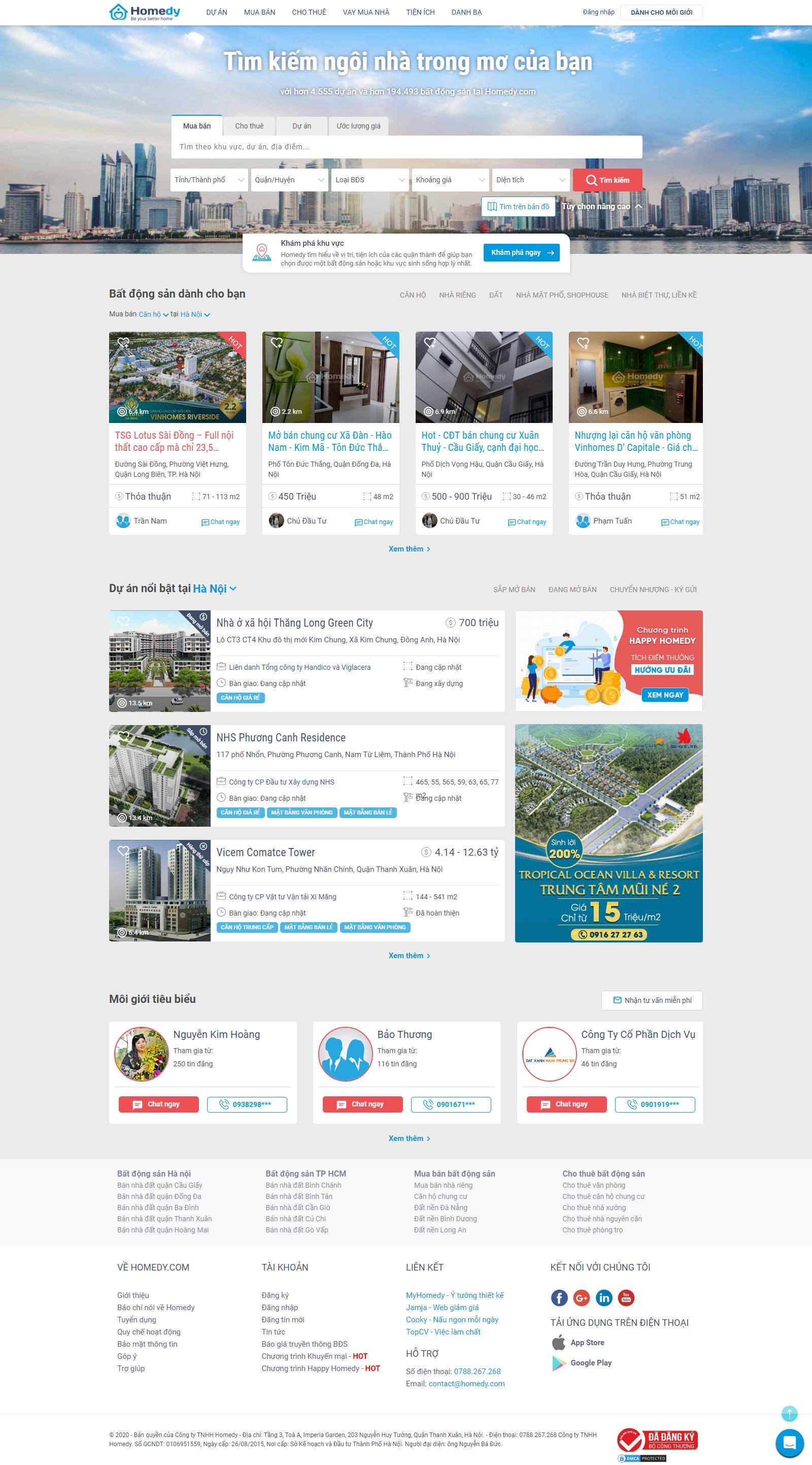 Thiết kế Web bán nhà mặt phố homedy.com
