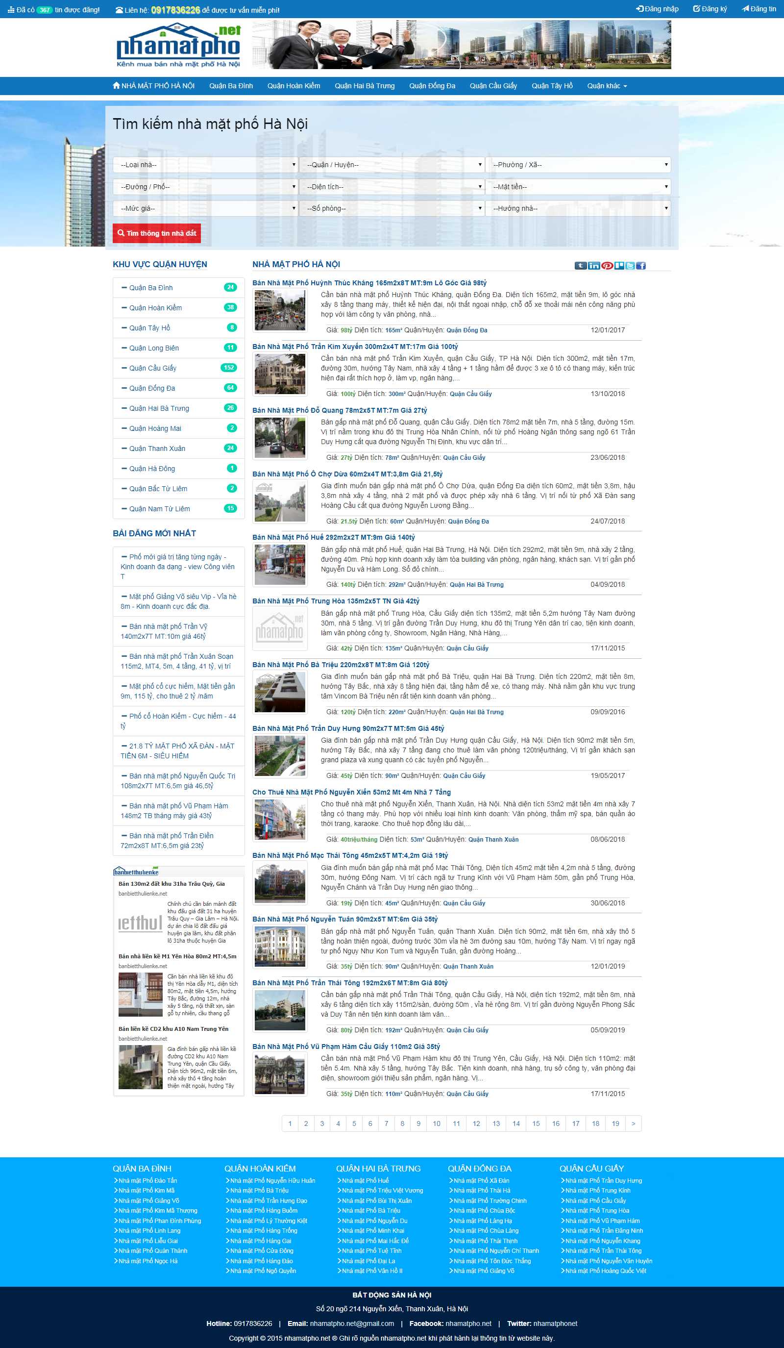 Thiết kế Web bán nhà mặt phố nhamatpho.net