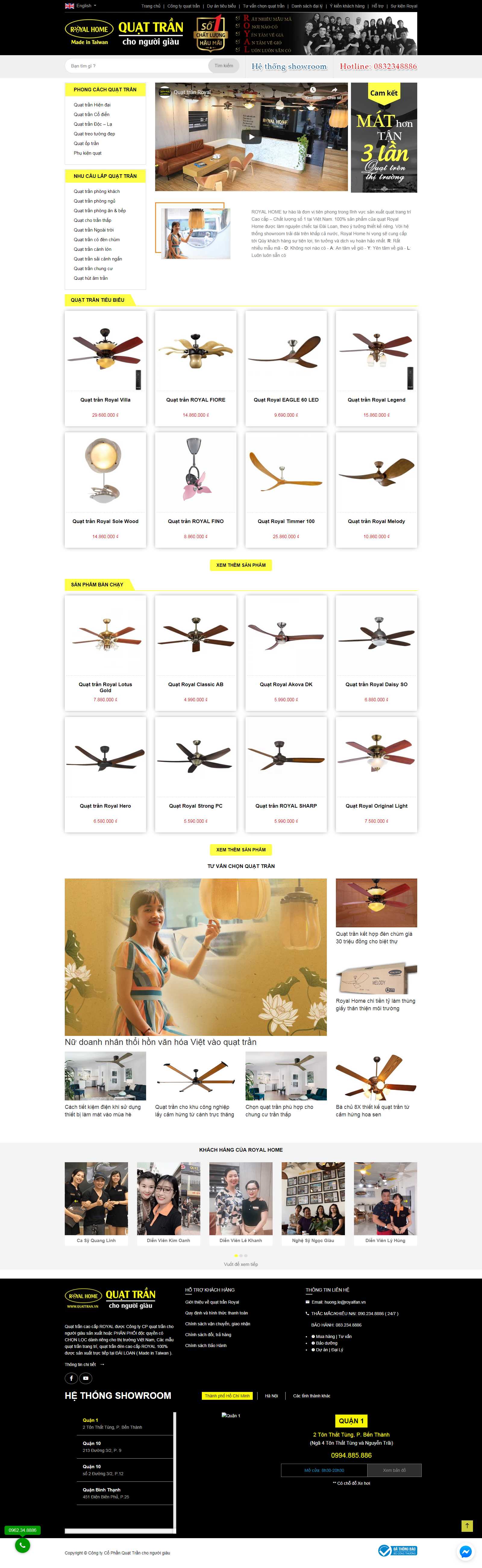 Thiết kế Web bán quạt trần đèn quattran.vn