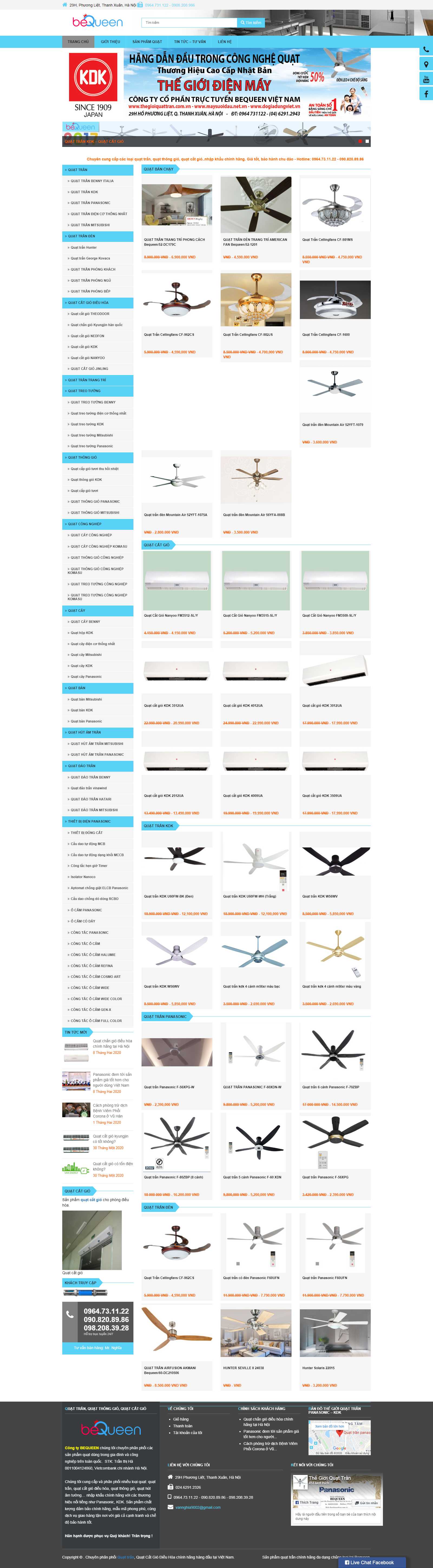Thiết kế Web bán quạt trần đèn thegioiquattran.com.vn