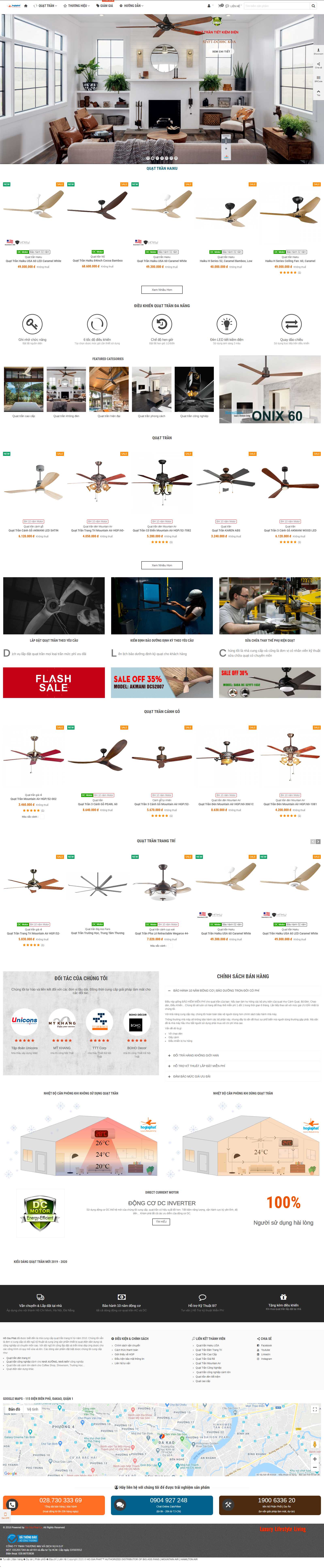 Thiết kế Web bán quạt trần đèn quattranvn.com