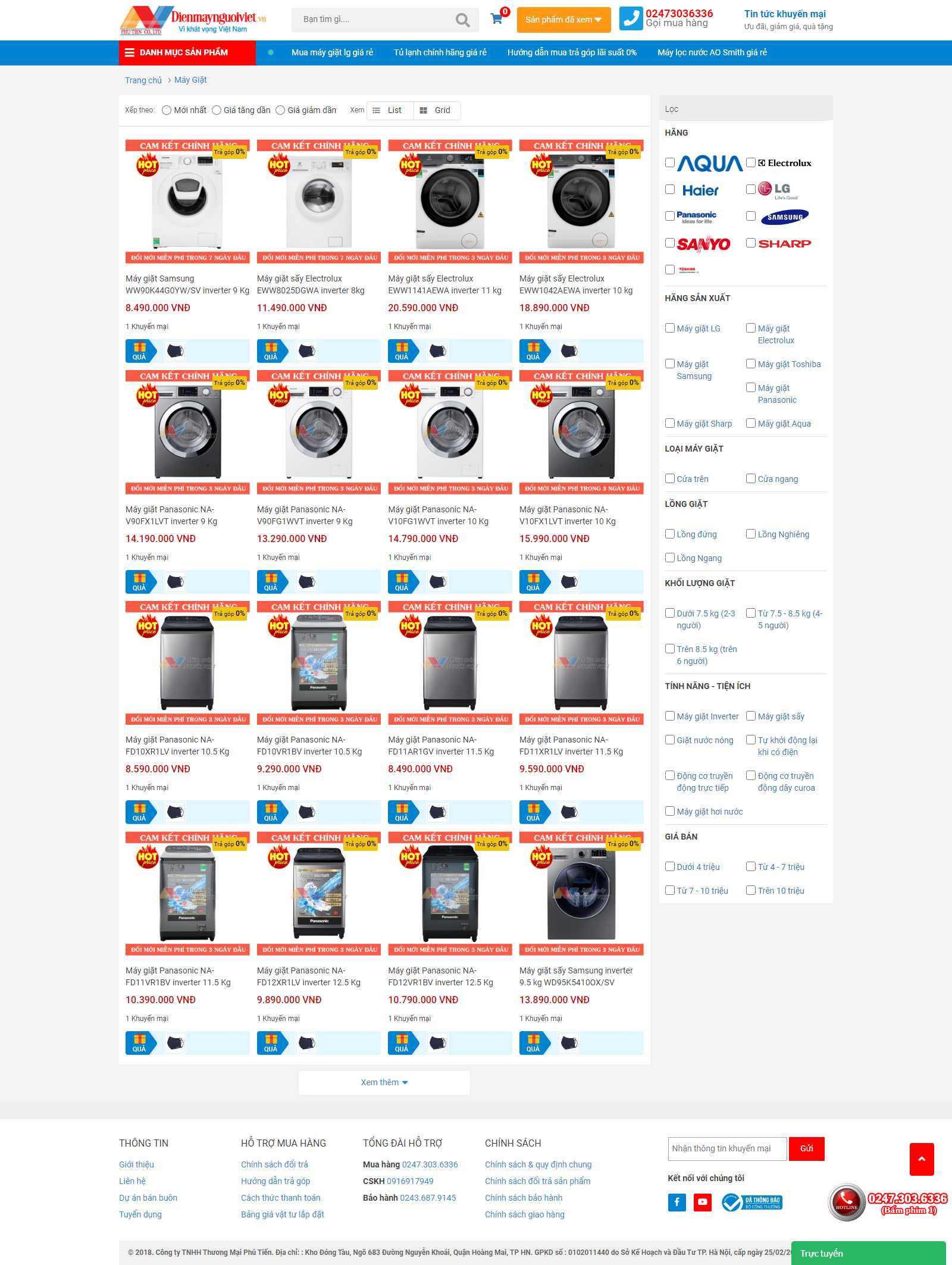 Thiết kế Web bán máy giặt dienmaynguoiviet.vn
