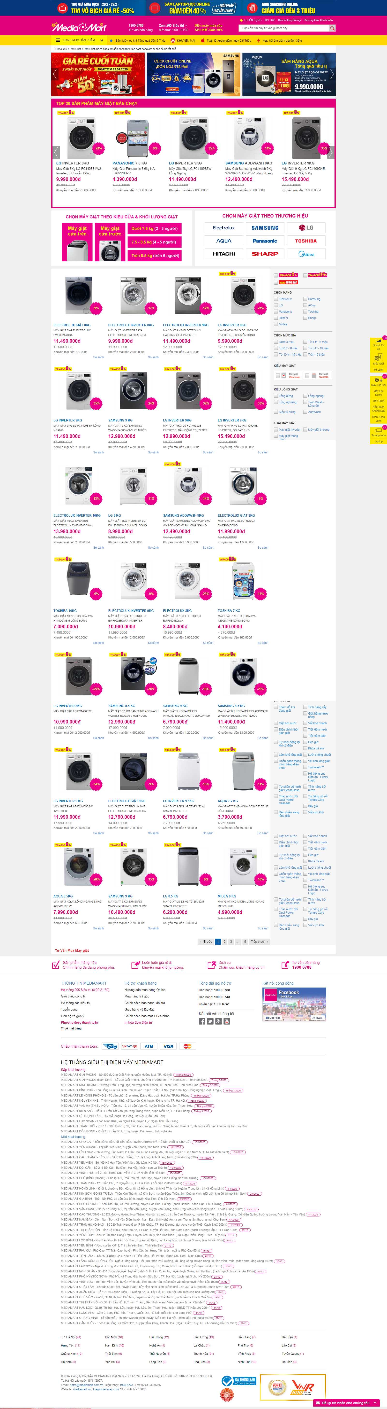 Thiết kế Web bán máy giặt mediamart.vn