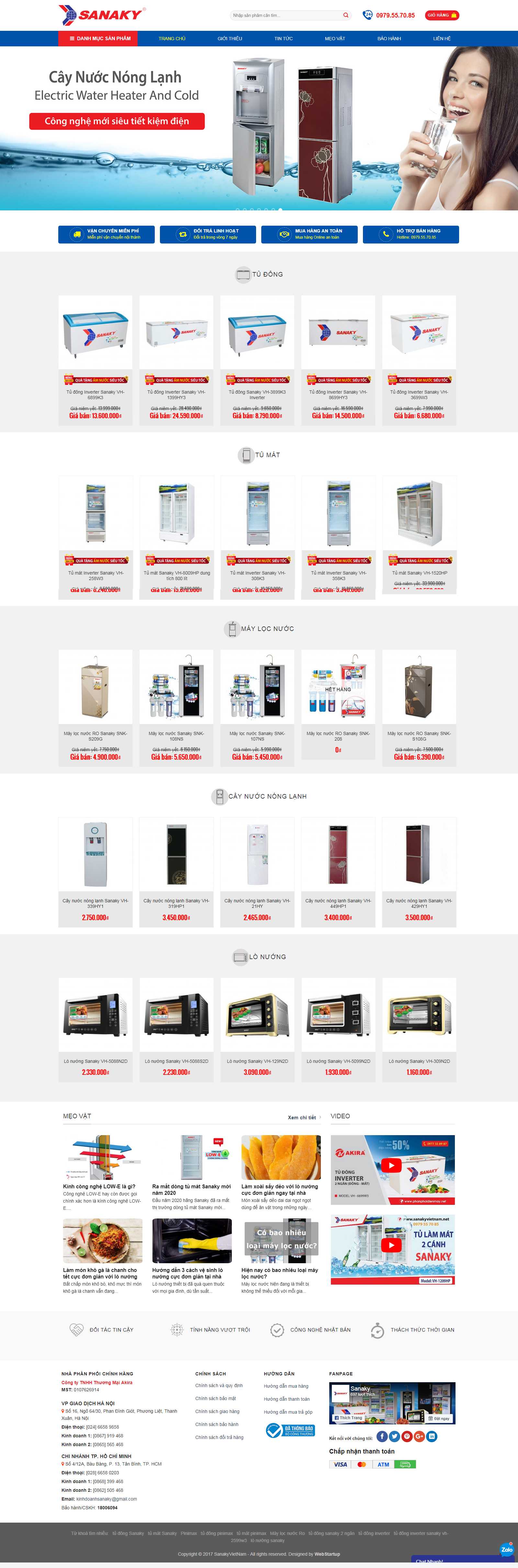 Thiết kế Web bán tủ lạnh sanakyvietnam.net
