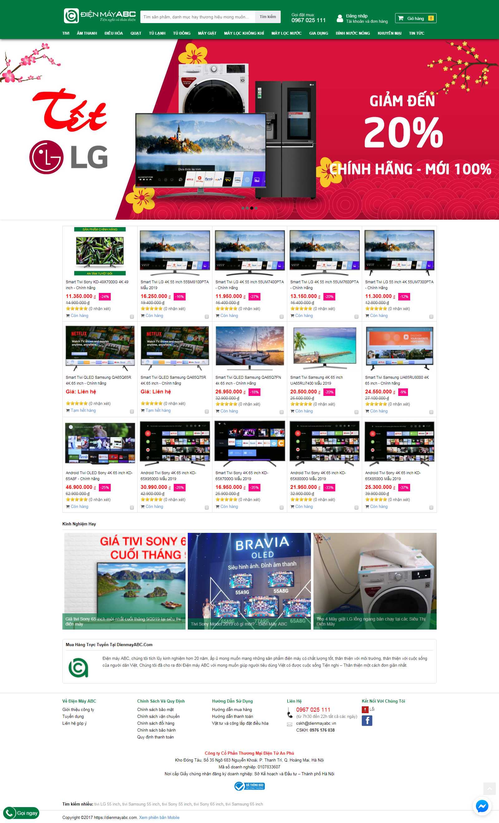 Thiết kế Web bán ti vi dienmayabc.com