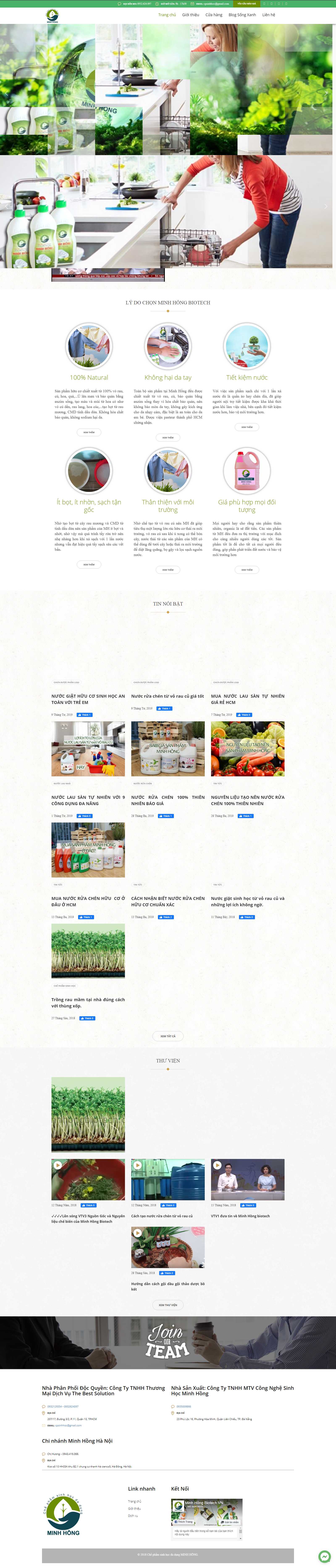 Thiết kế Web bán nước rửa chén bát minhhongbiotech.com