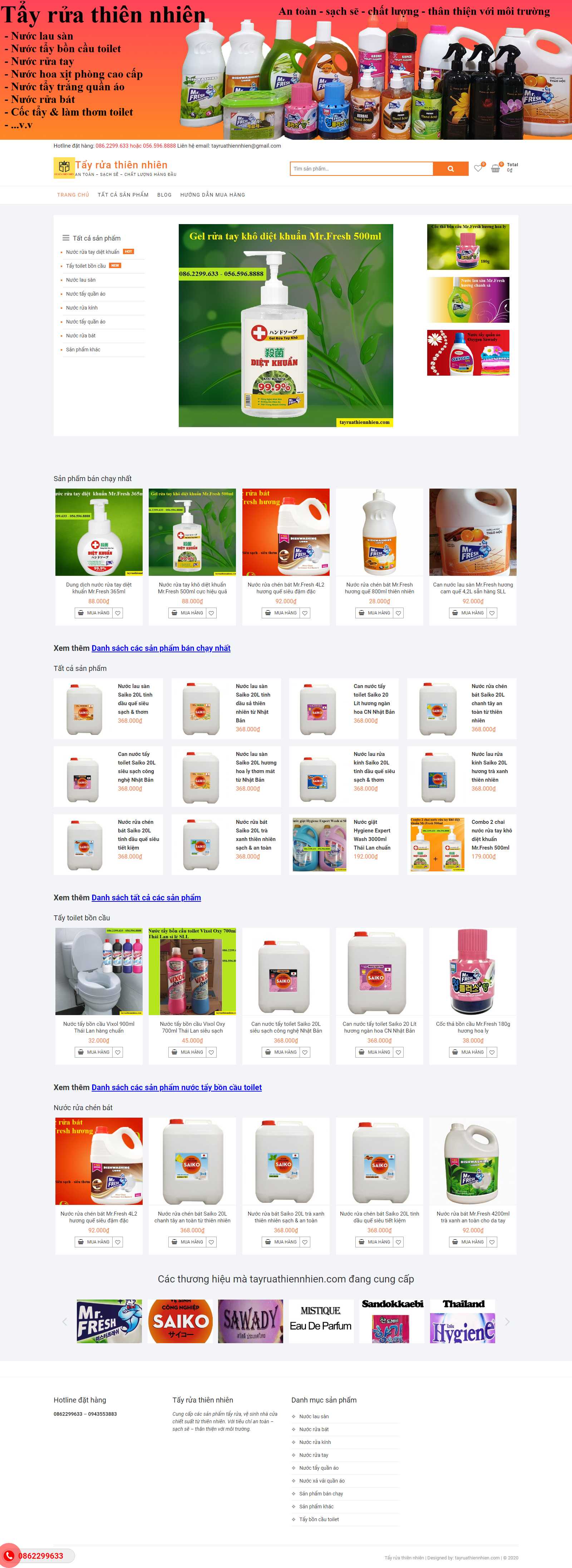 Thiết kế Web bán nước rửa chén bát tayruathiennhien.com