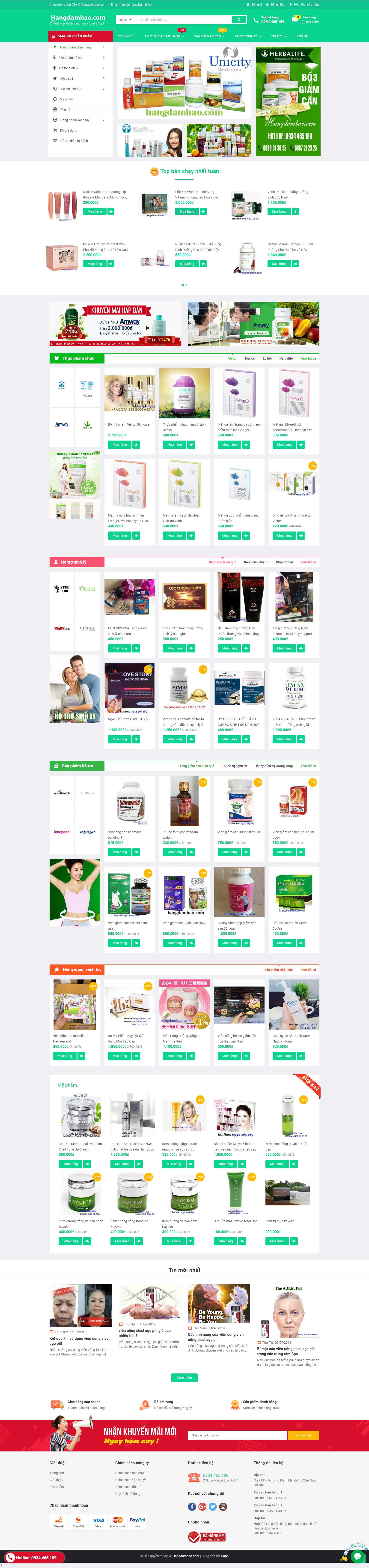 Thiết kế Web bán nước rửa chén bát hangdambao.com