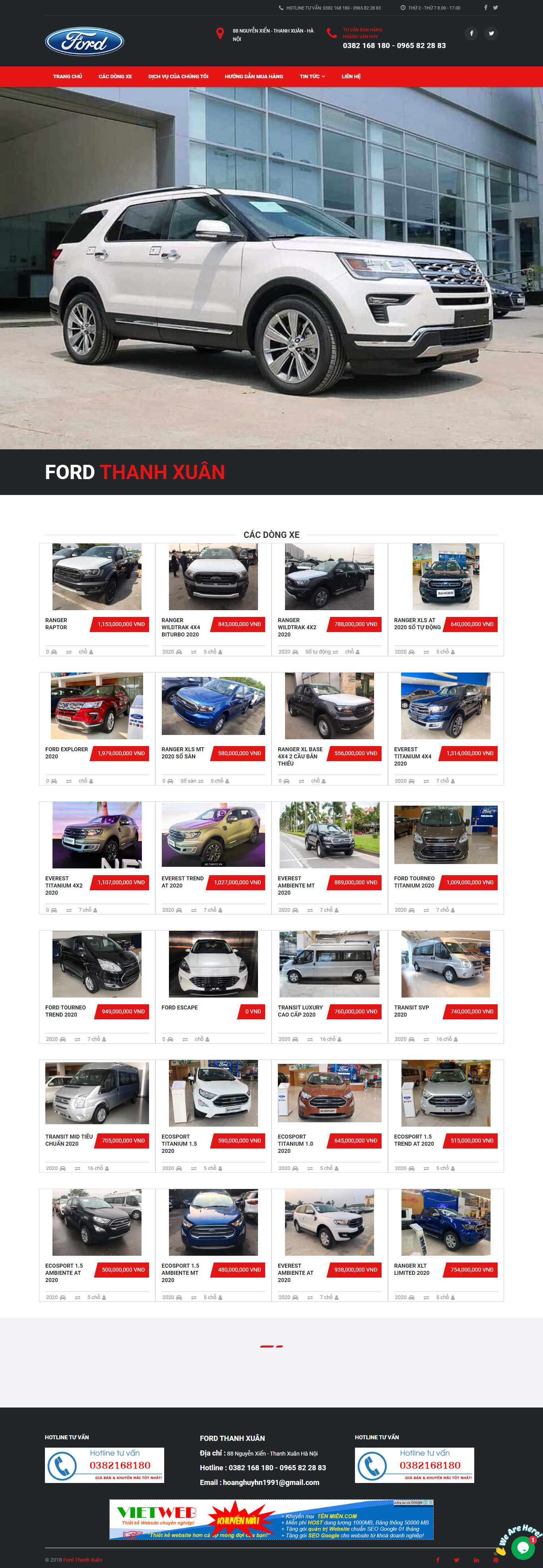 Thiết kế Web xe hơi fordthanhxuan.org