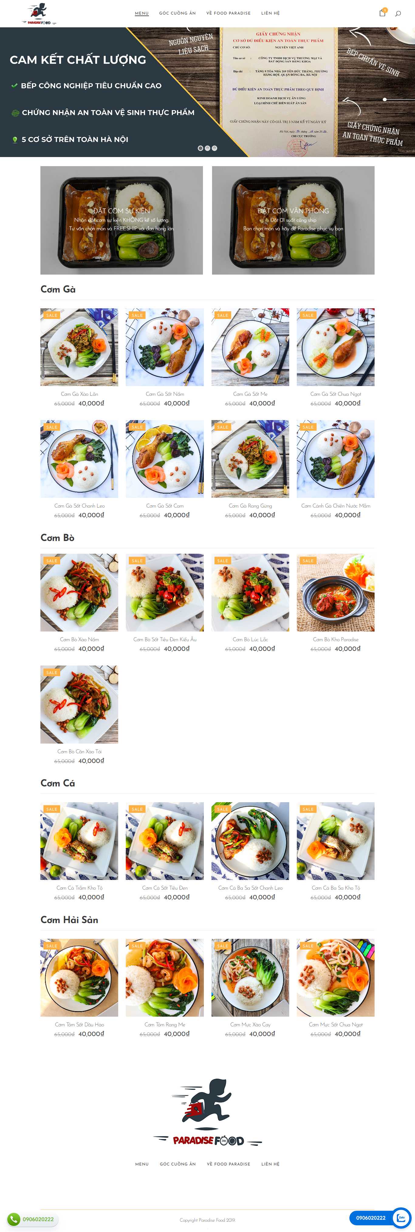 Thiết kế Web cơm văn phòng paradisefood.vn