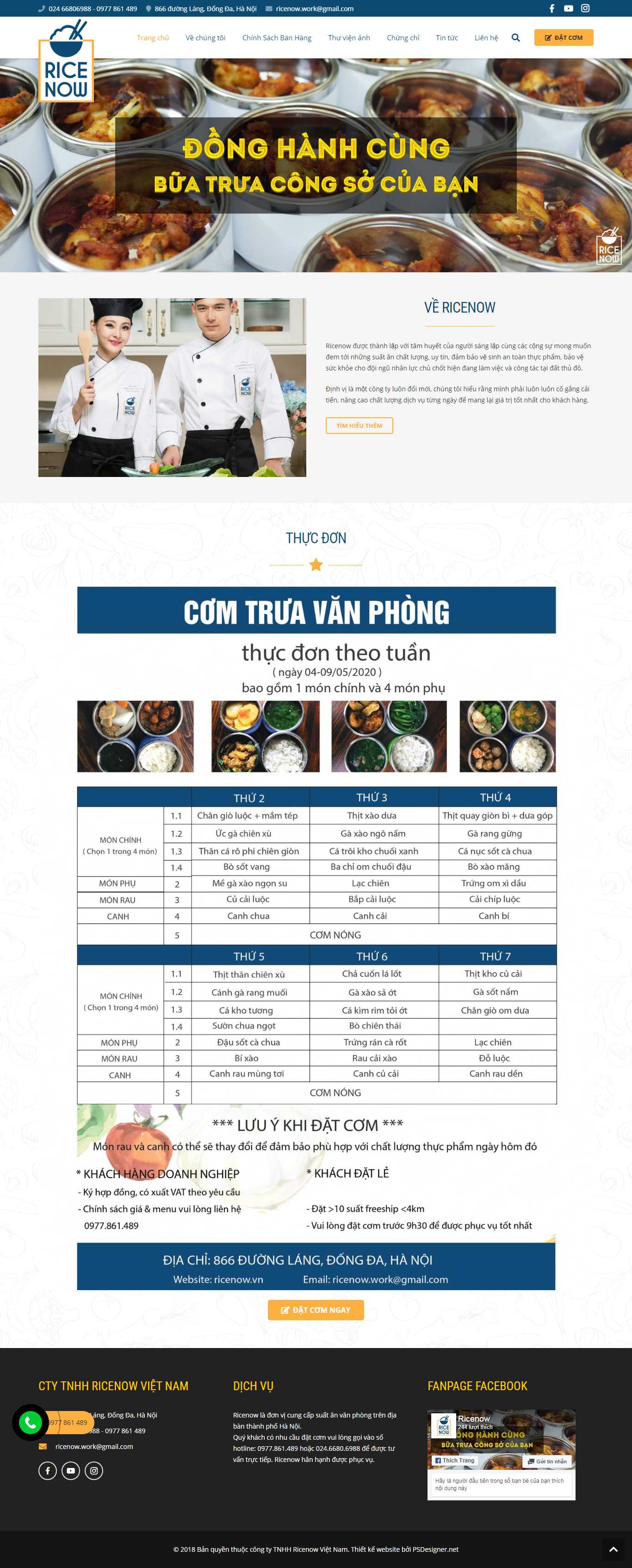 Thiết kế Web cơm văn phòng ricenow.vn