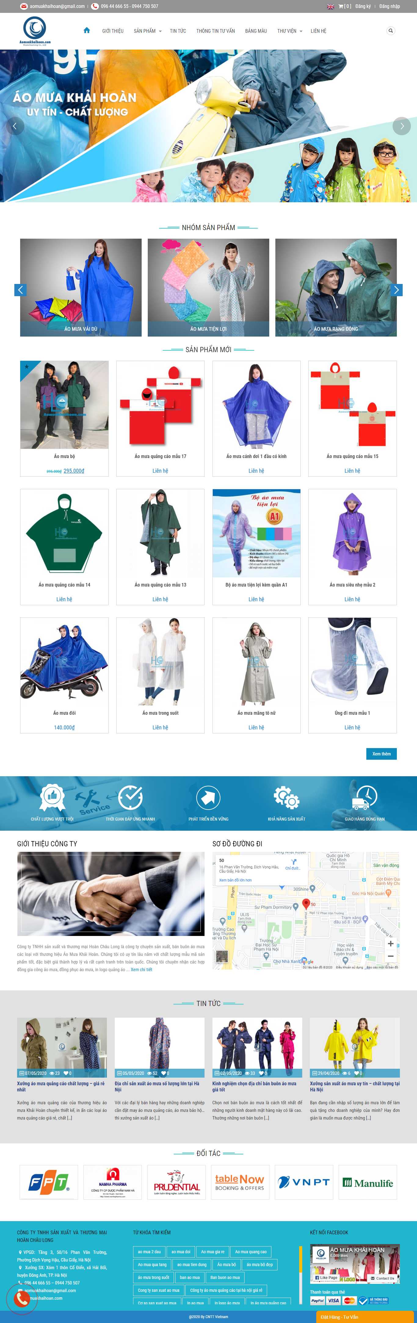 Thiết kế Web áo mưa aomuakhaihoan.com