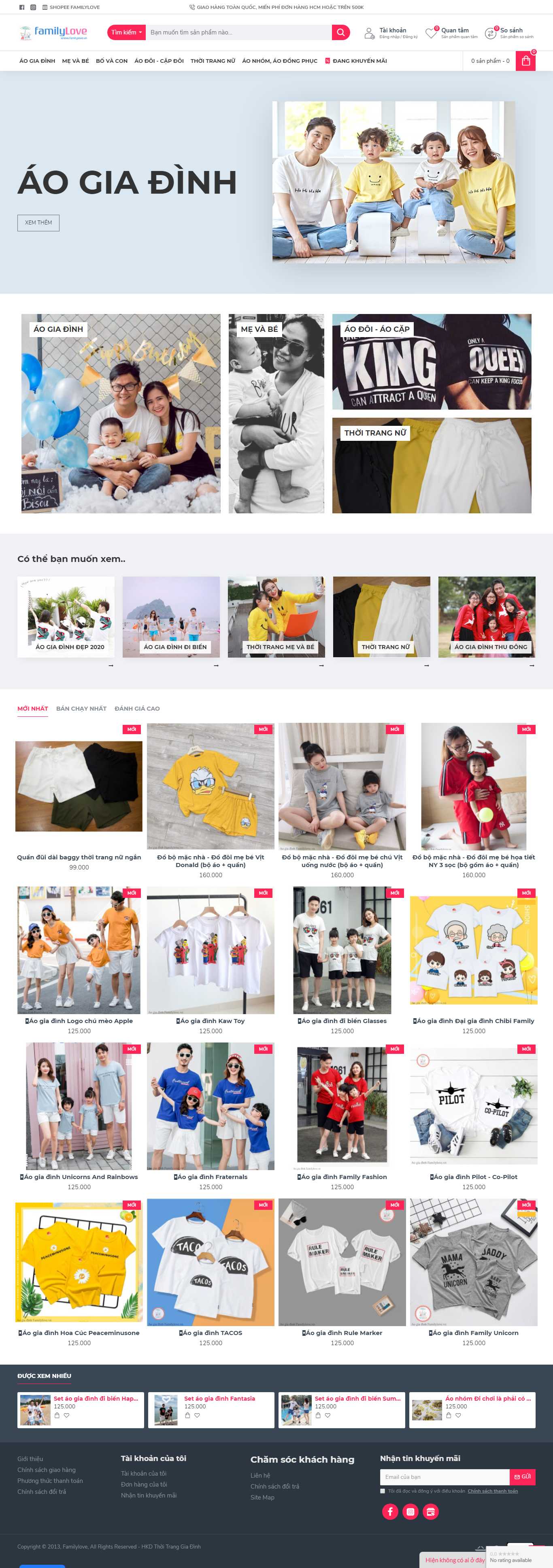 Thiết kế Web áo thun familylove.vn