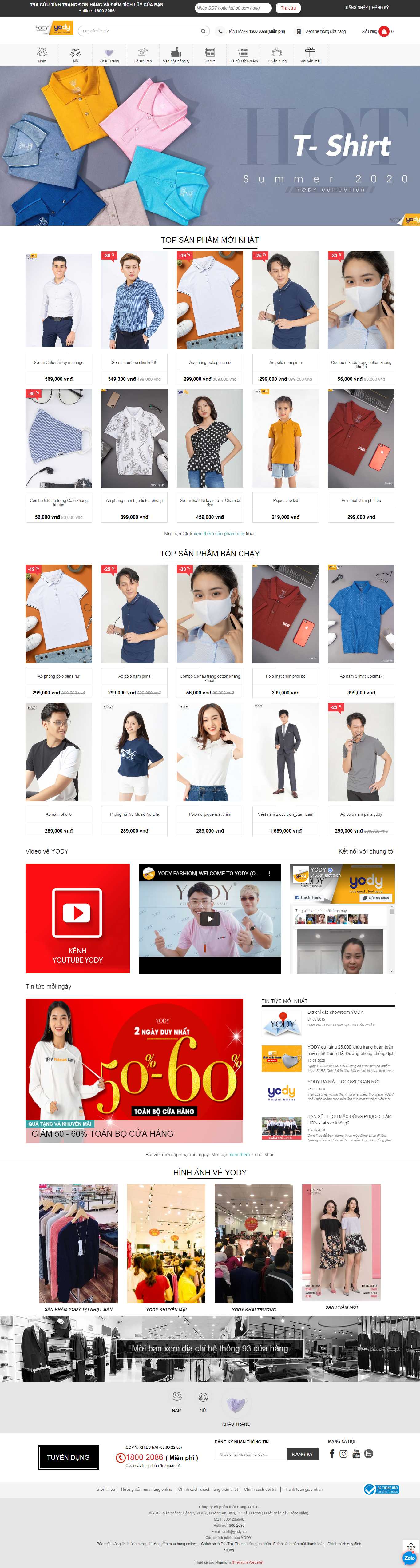 Thiết kế Web áo thun yody.vn
